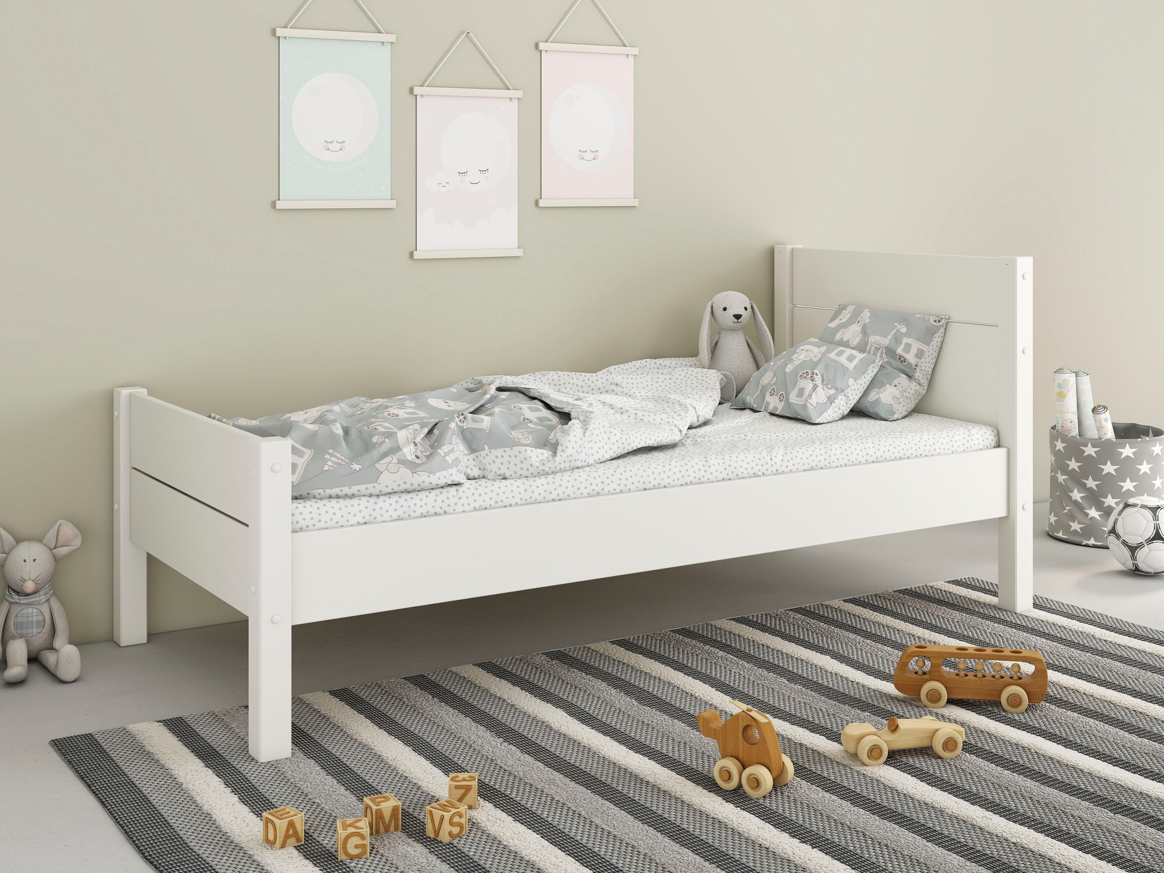 Home affaire Einzelbett »"ATSU ", ideal für Kinderzimmer« zertifiziertes Massivholz (Kiefer), schlichtes Skandi-Design