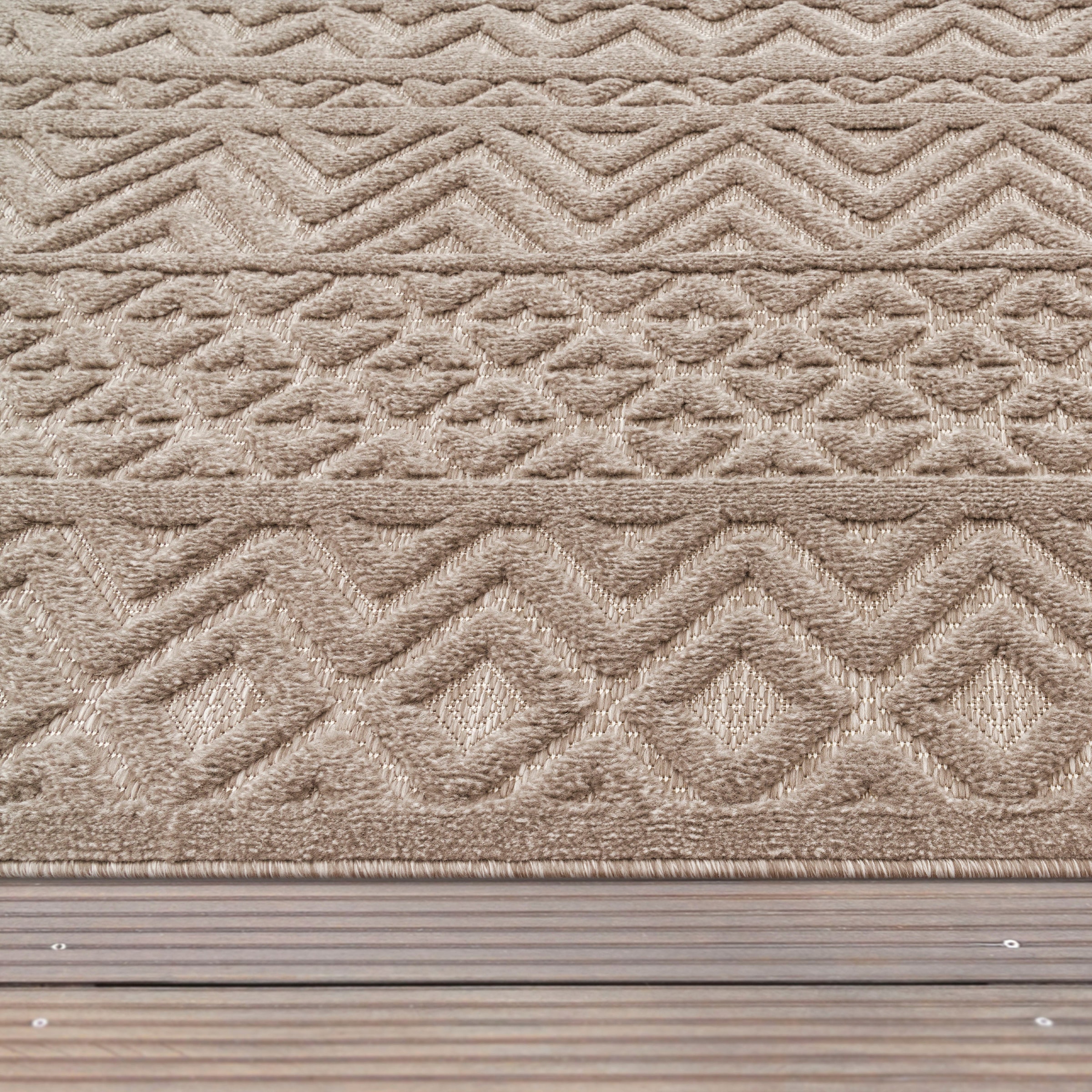 Paco Home Teppich »Livorno 673«, rechteckig, 14 mm Höhe, Uni-Farben, Scandi, Rauten Muster, Hoch-Tief Effekt, Outdoor geeignet