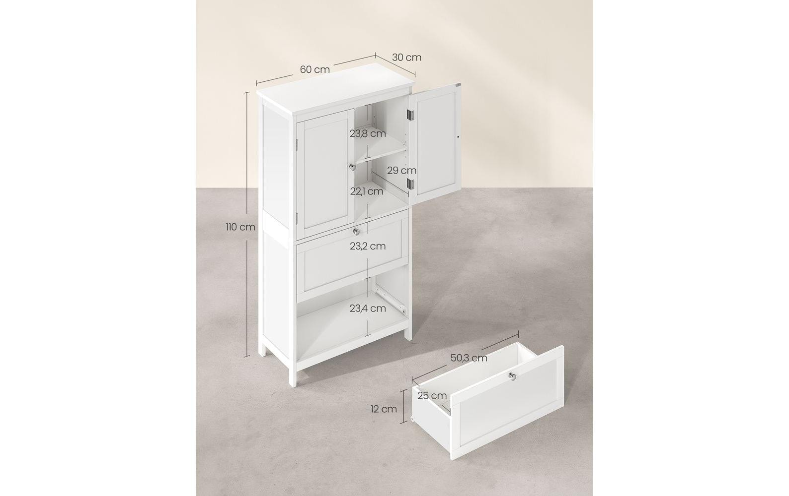 VASAGLE Vitrine »Landhausstil 60 x 110 cm Weiss«