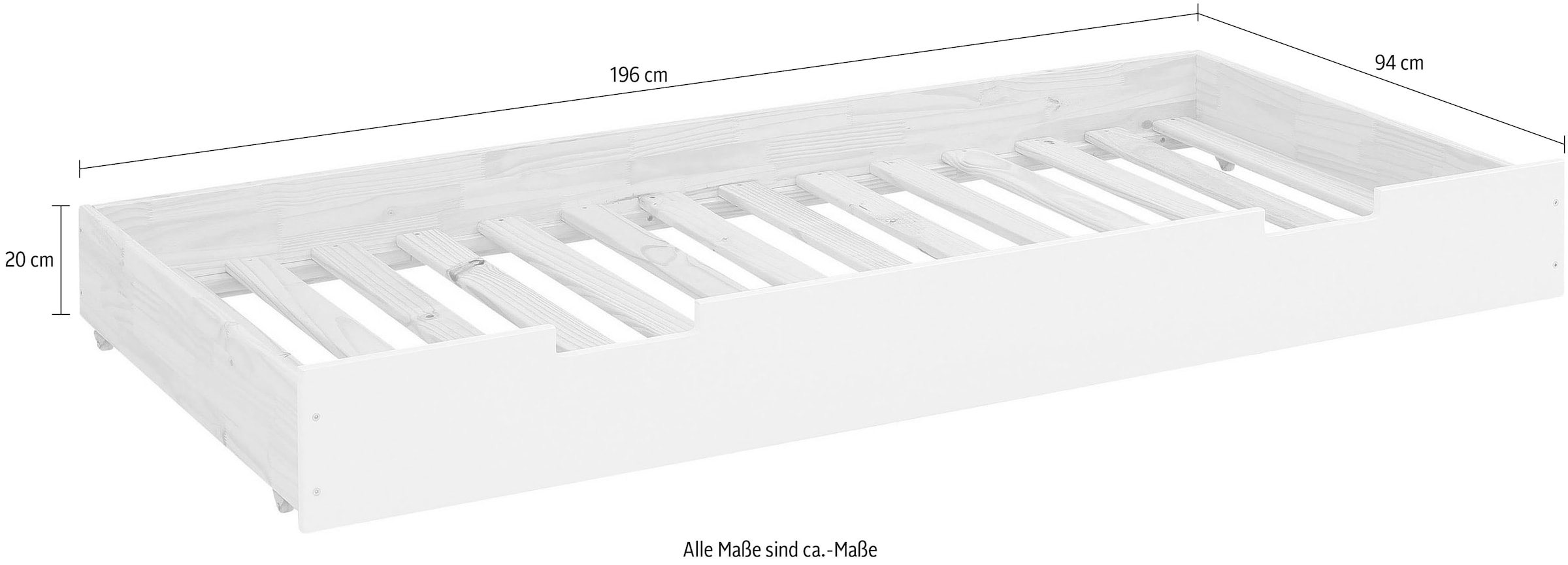 Lüttenhütt Bettschubkasten »Janne«, Kiefernholz und MDF, Schlafgelegenheit, Liegefläche 90x190 cm