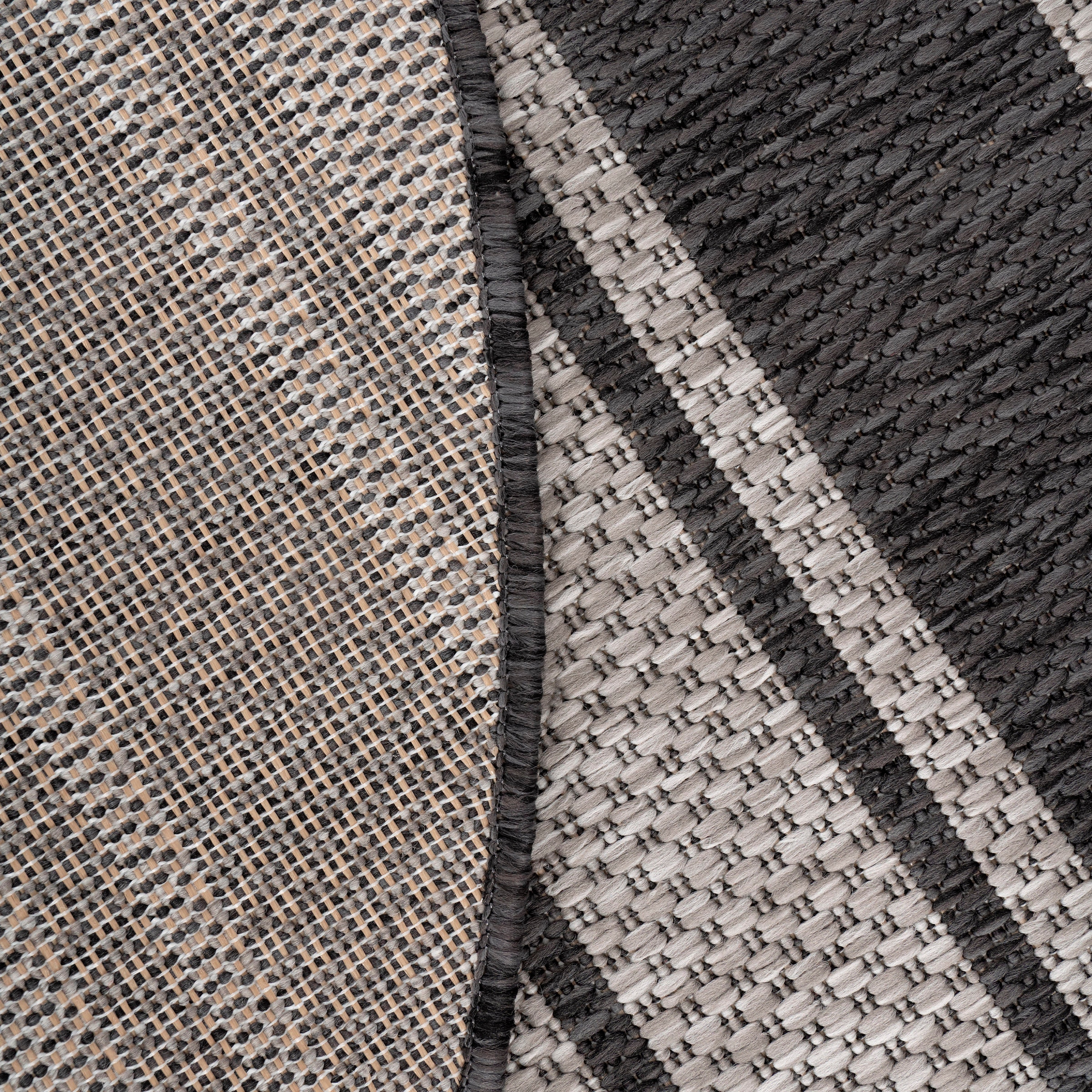 Paco Home Teppich »Roma 273«, rund, 4 mm Höhe, Flachgewebe, gestreift, In- und Outdoor geeignet