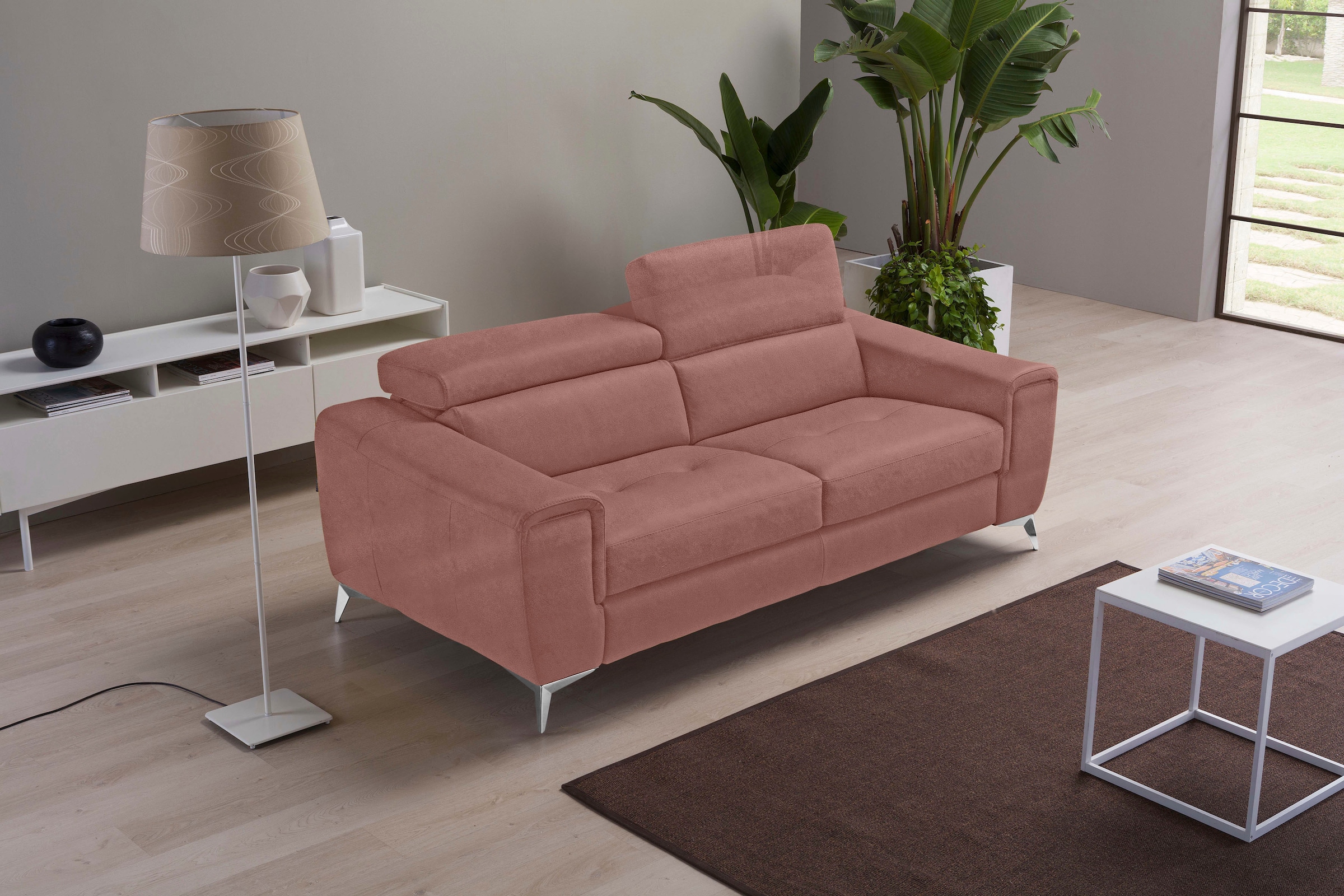 Egoitaliano 2,5-Sitzer »Francine, Designsofa, Loungesofa«, Kopfteile manuell verstellbar, mit edlen Metallfüssen