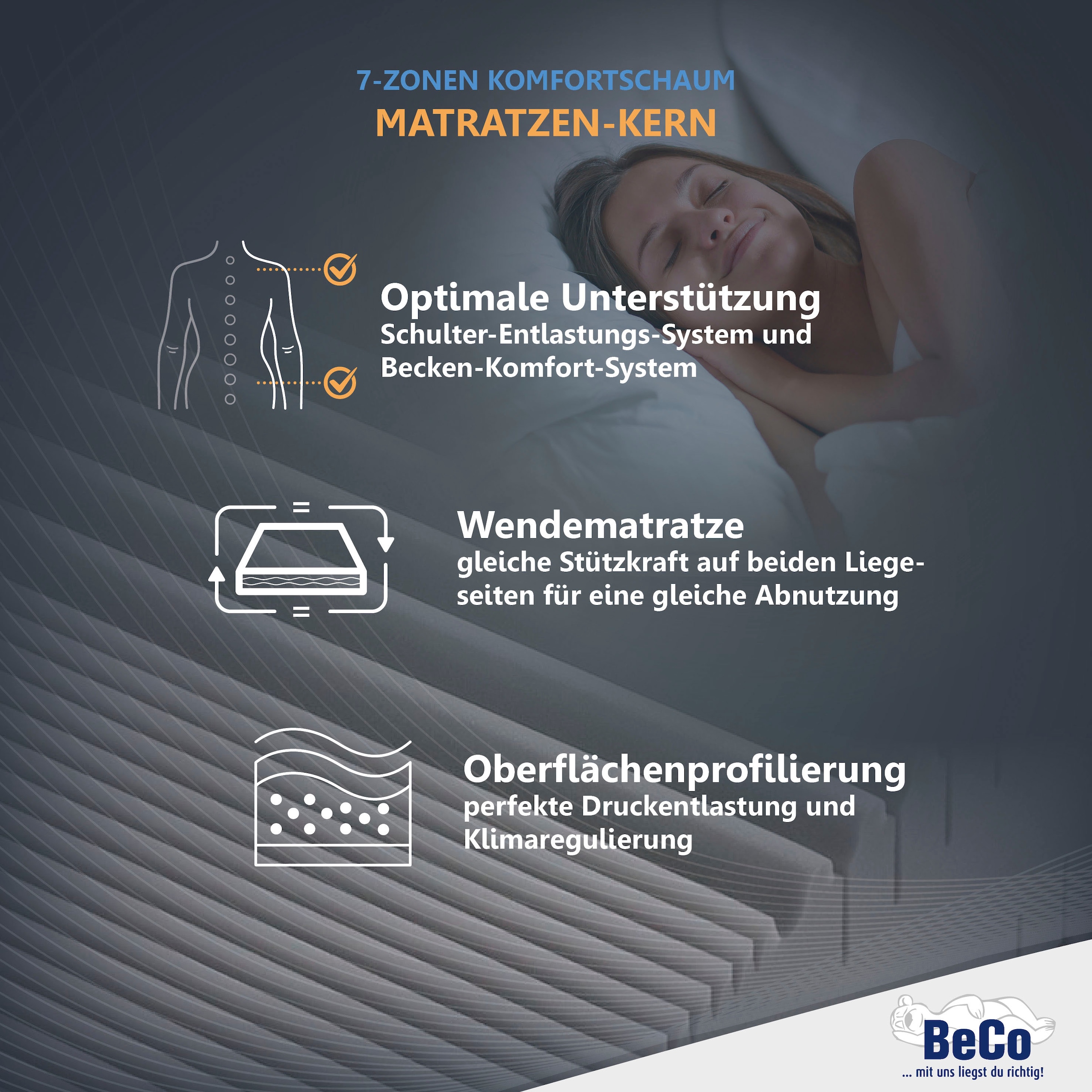 Beco Komfortschaummatratze »Matratze Selection MF, Matratze in 90x200 cm und weiteren Grössen«, Raumgewicht: 27 kg/m³, (1 St.), Matratze in zwei Höhen 14 oder 22 cm !