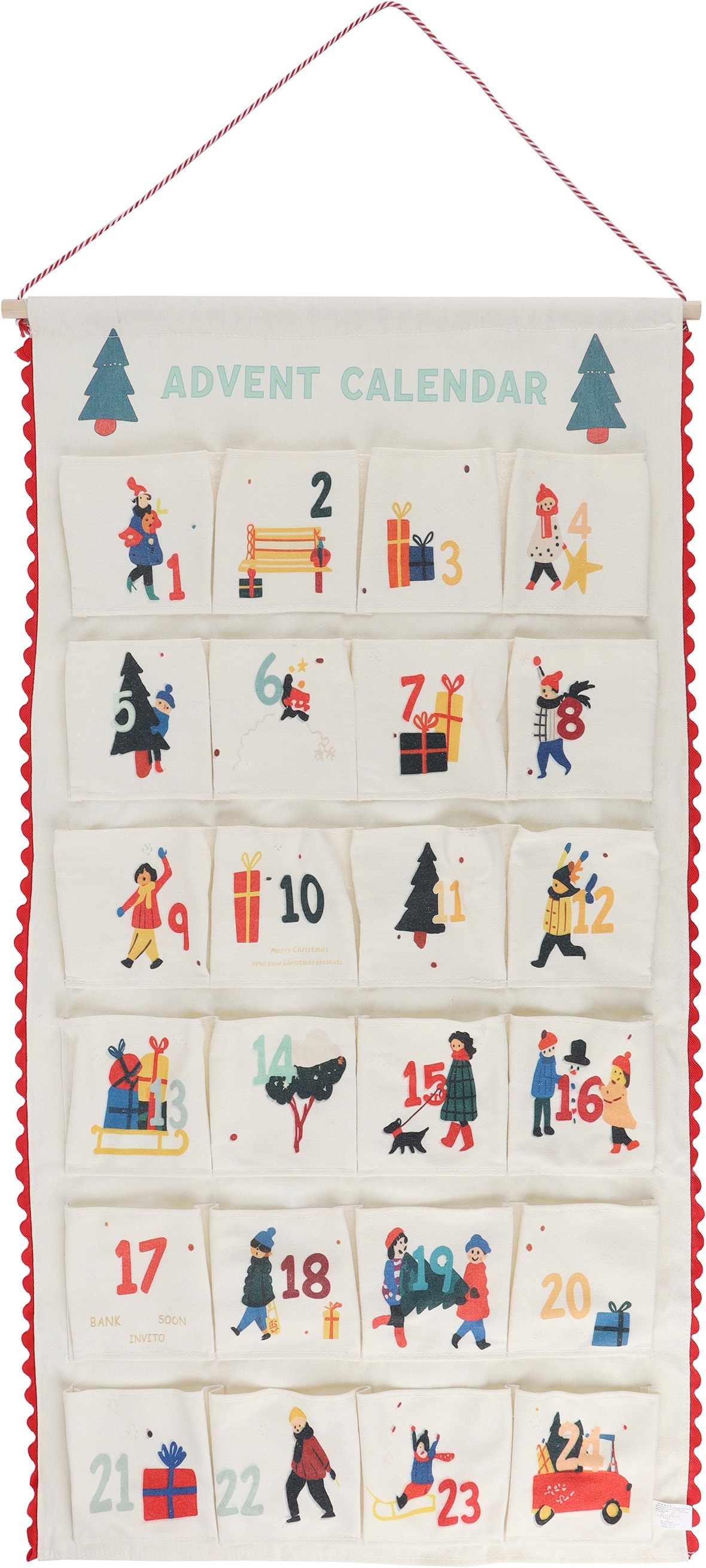 GOODproduct Adventskalender "mit Gratis Geschenksäckchen(ca.18x13cm)," Es liegt keine Altersempfehlung vor ca.50x100cm, ideal für Türen oder als Wandbehang