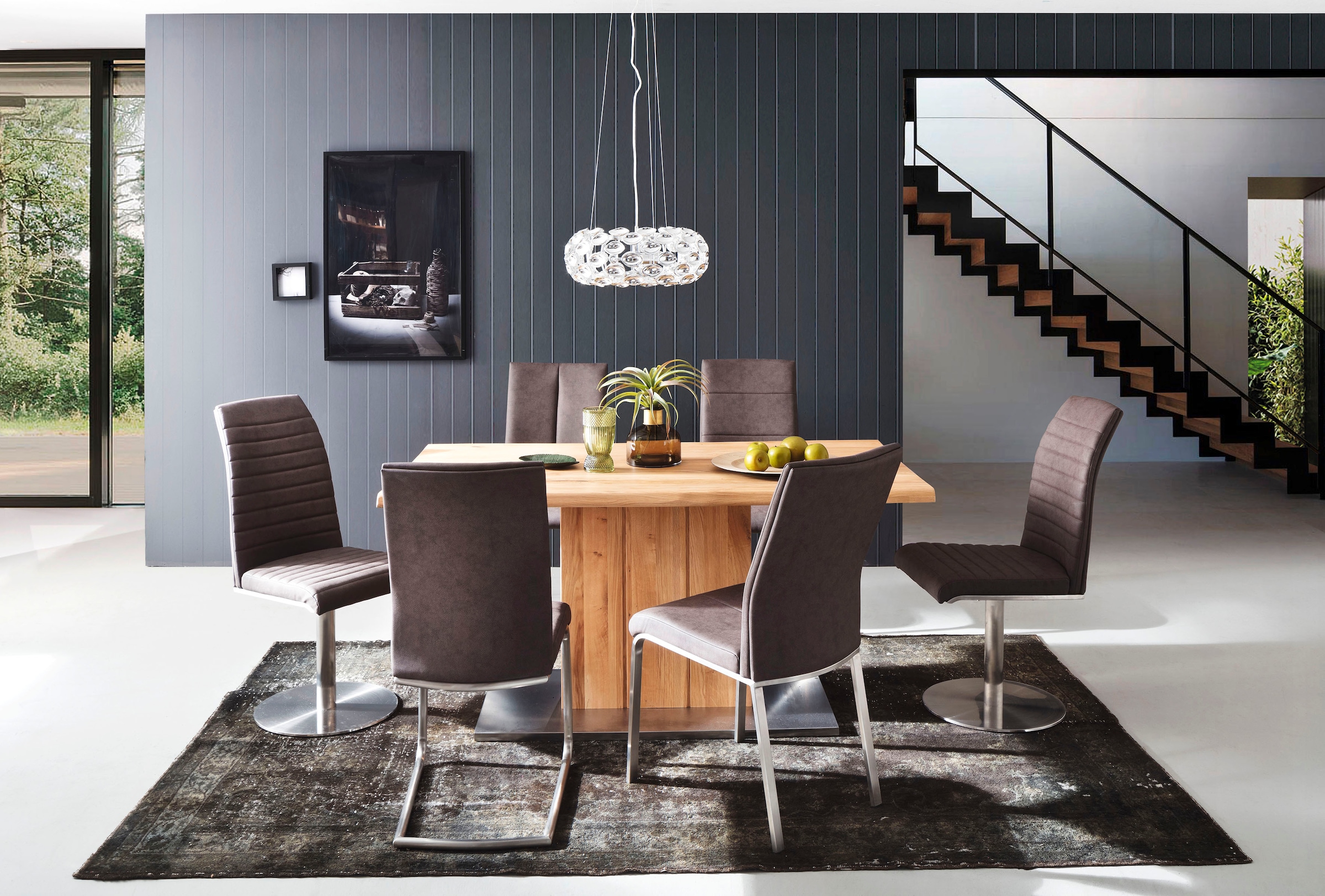 MCA furniture Esstisch »Greta«, Esstisch mit Baumkante, gerader Kante oder geteilter Tischplatte