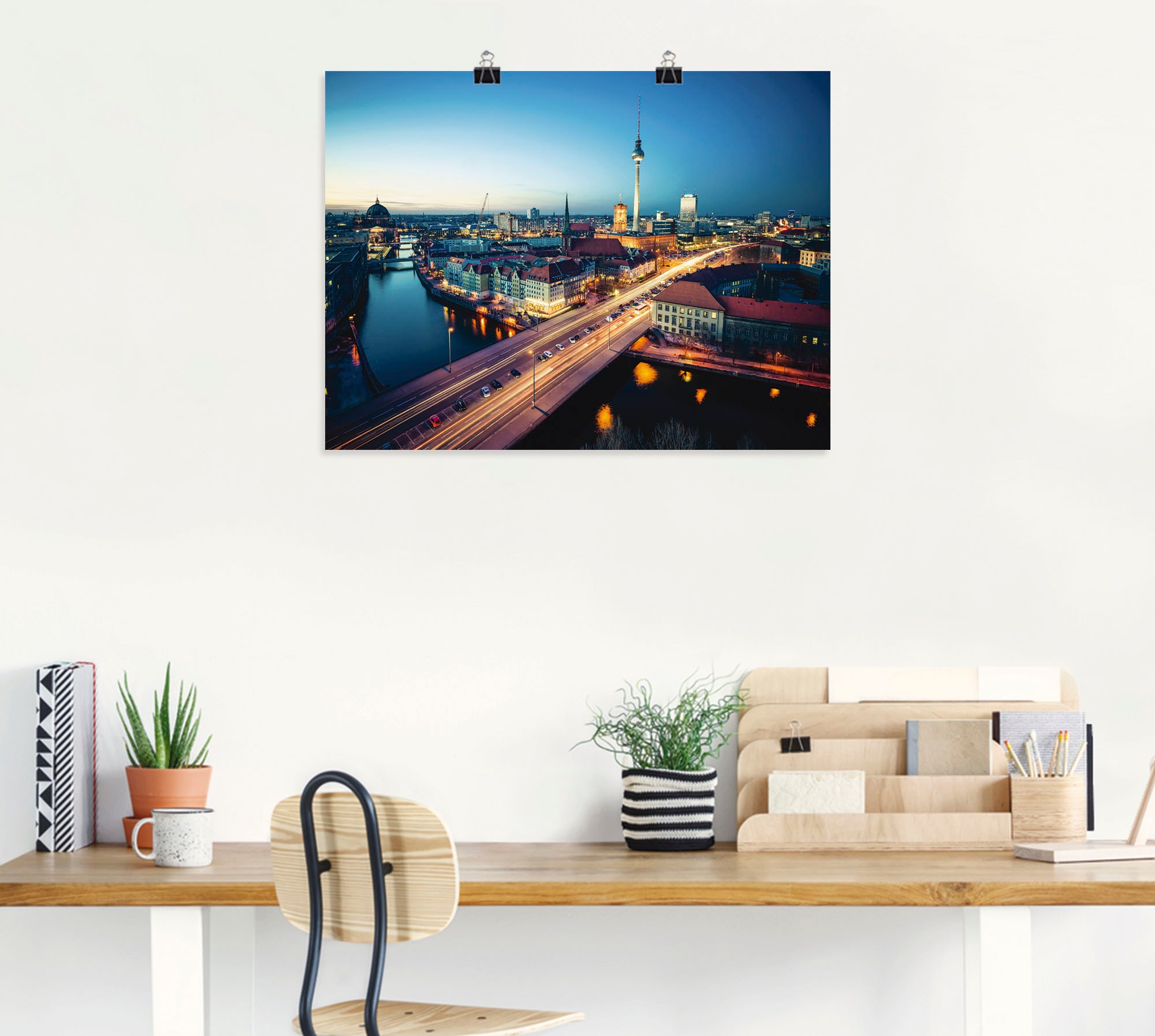 Artland Wandbild »Berlin Cityscape am Abend«, Deutschland, (1 St.), als Leinwandbild, Poster in verschied. Grössen