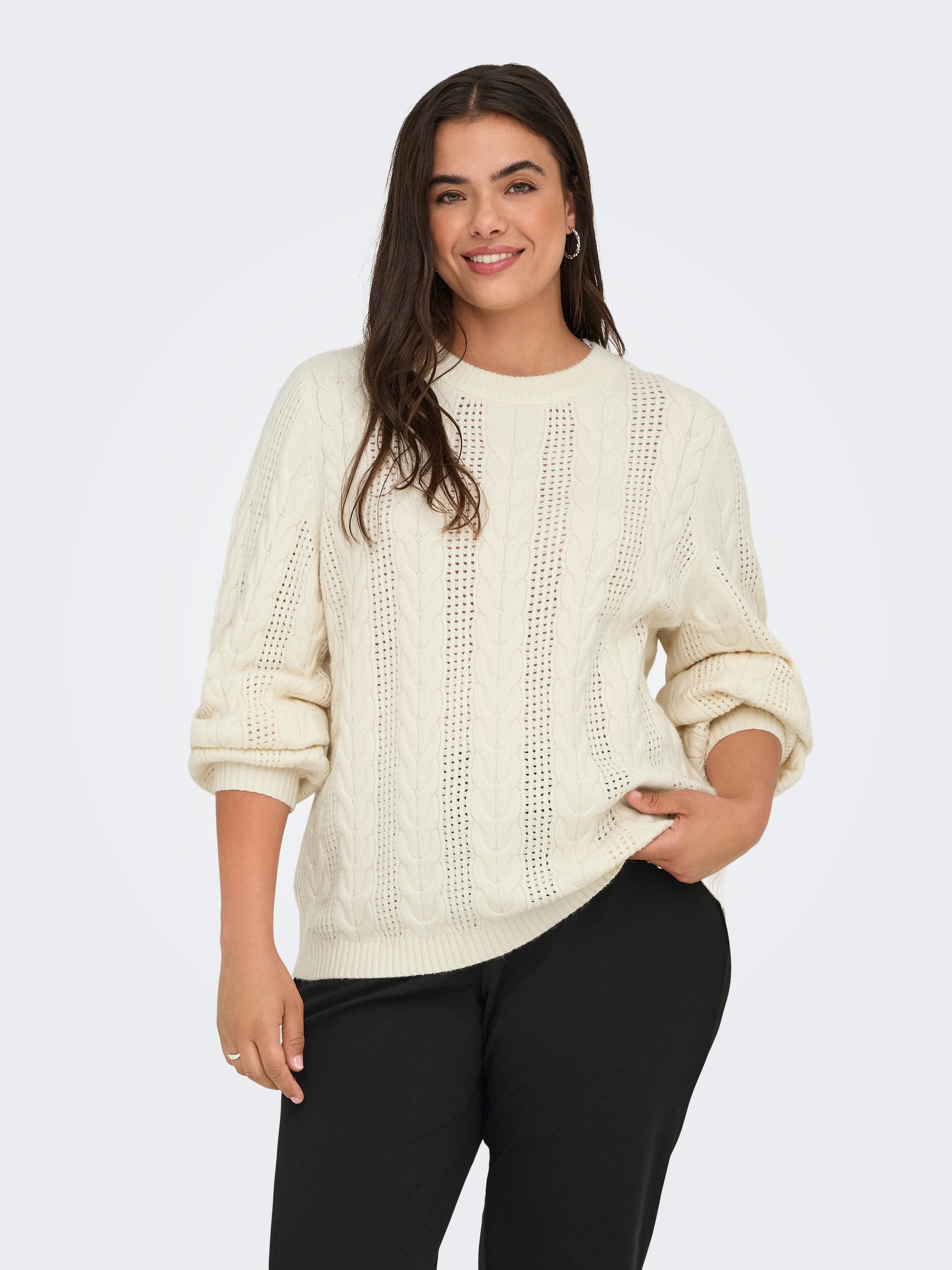 ONLY CARMAKOMA Strickpullover "CARRUBINA LS CABLE O-NECK KNT NOOS"
