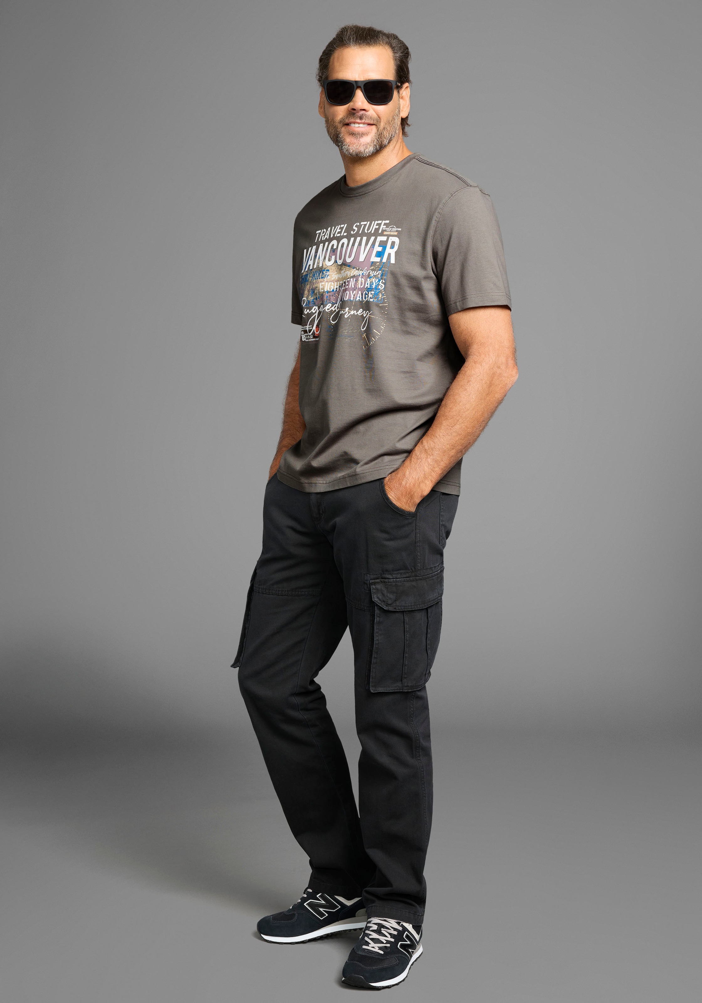Man's World T-Shirt, Kurzarm, bedruckt, Rundhalsausschnitt, aus dehnbarem Jerseystoff