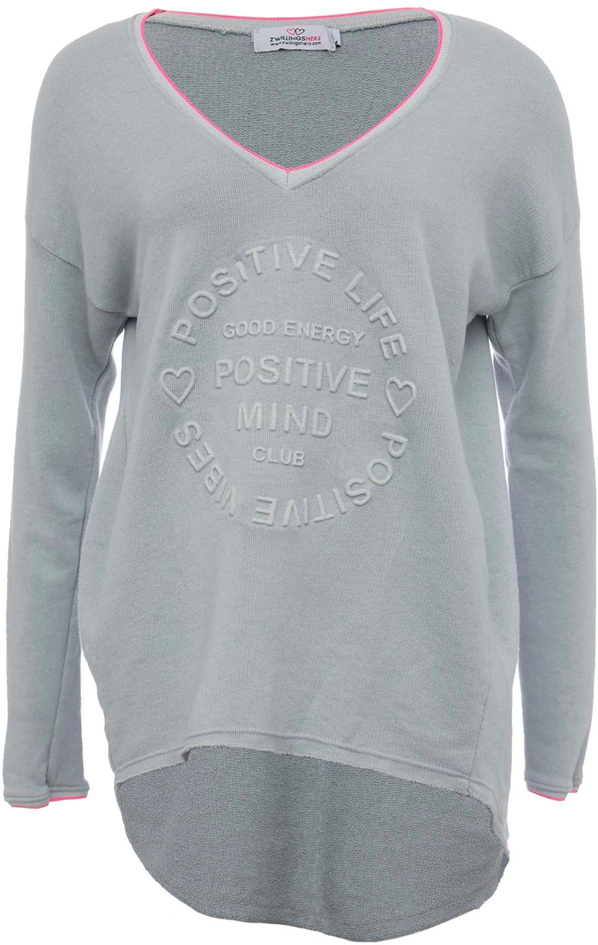 Zwillingsherz Sweatshirt »Positive Mind«, mit Kontrastnaht in Neonfarbe