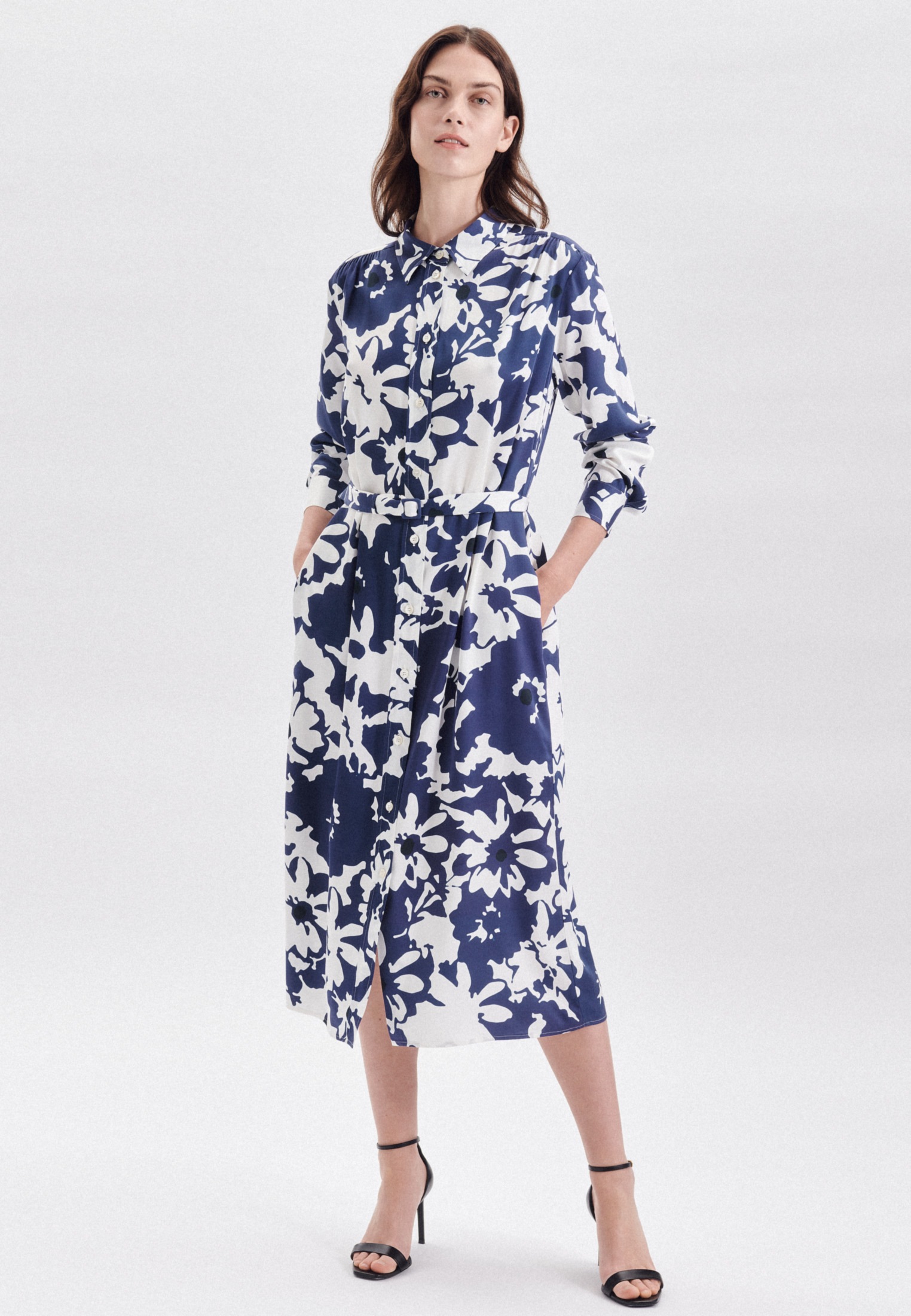 seidensticker Sommerkleid »Schwarze Rose« Langarm Kragen Floral