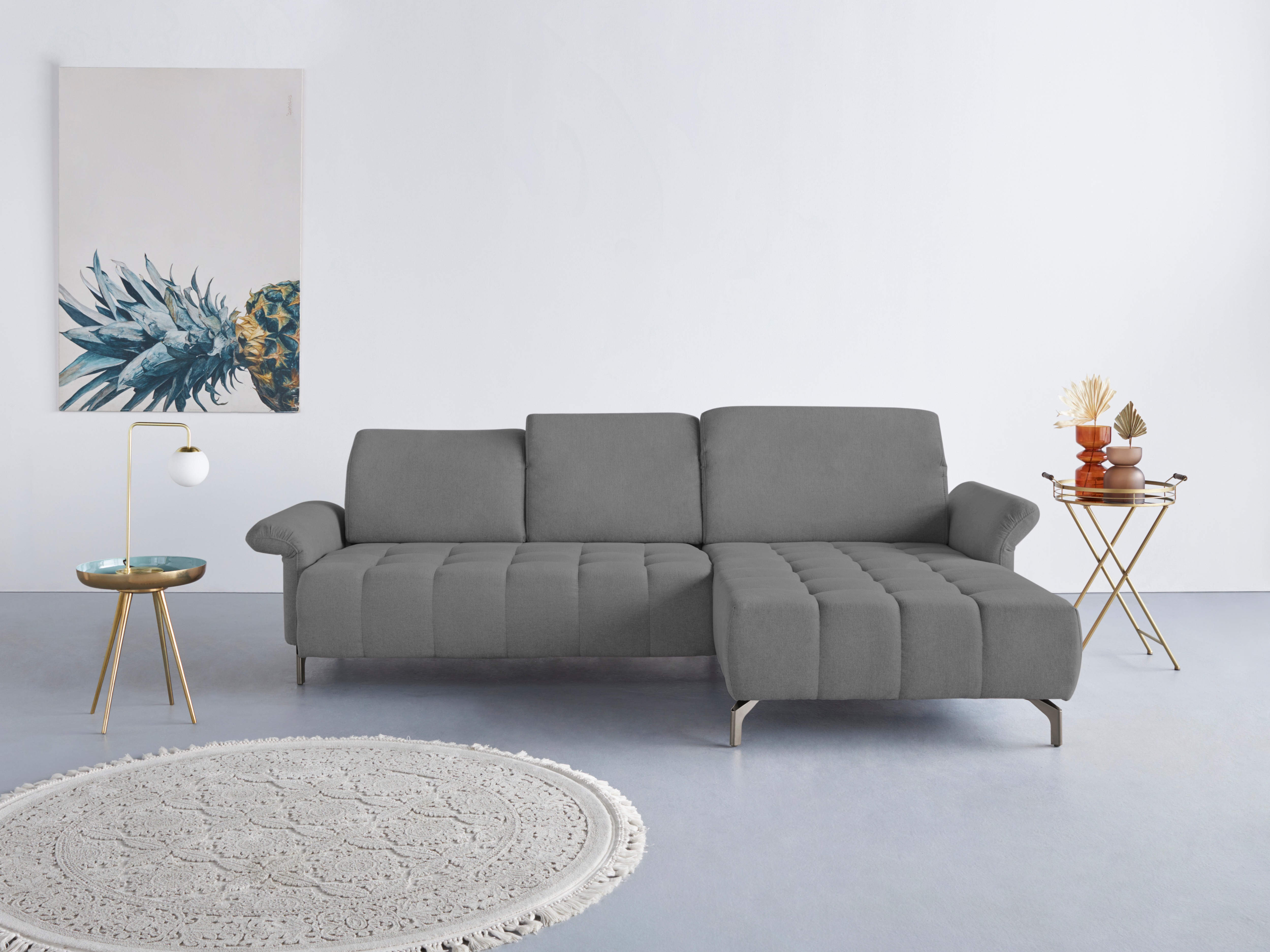 GOODproduct Ecksofa "Fresh L-Form" Federkern, wahlweise Kopfteilverstellung und motorischer Vorziehsitz
