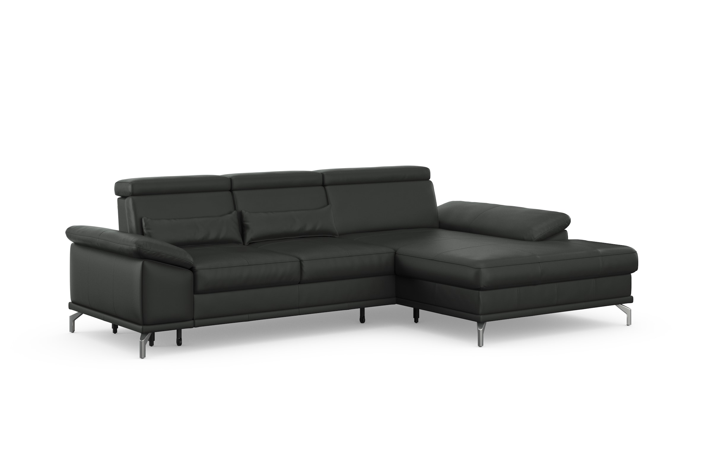 sit&more Ecksofa »Cabrio L-Form, mit Sitztiefenverstellung, Arm- und Kopfteilverstellung«, 2 Nierenkissen, Federkern, optional Bettfunktion und Stauraum