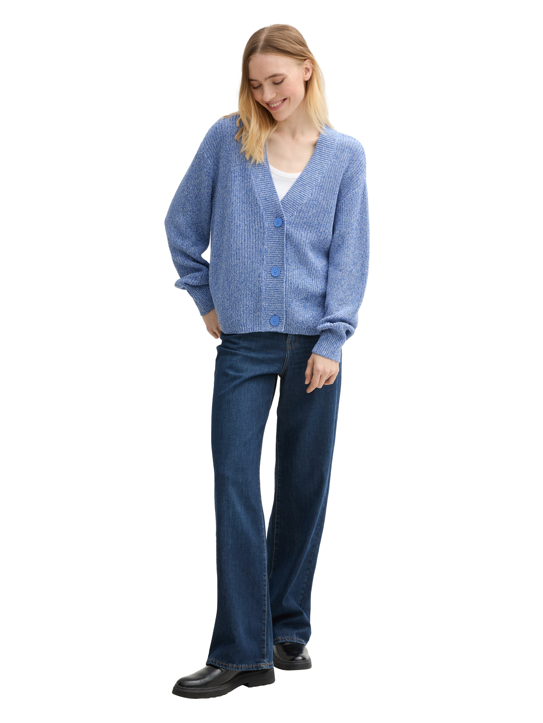 TOM TAILOR Denim Cardigan, mit Strickstruktur und Knopfleiste