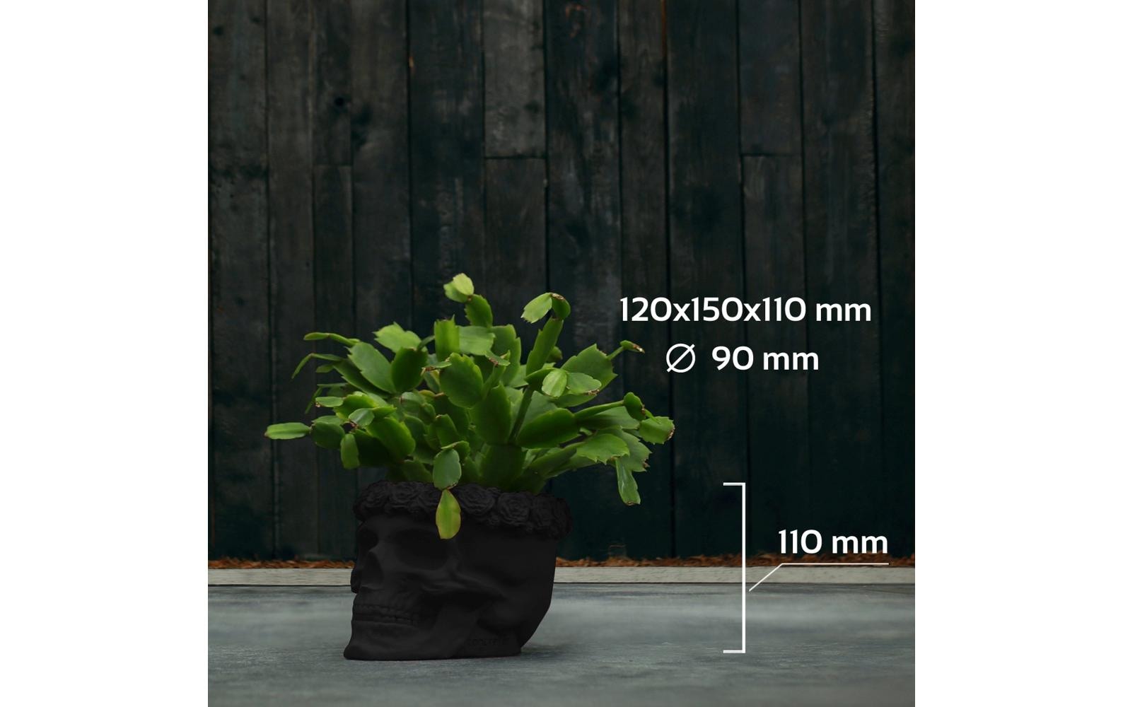 Blumentopf »Totenkopf Blumen 12 x 15 cm, Schwarz matt«