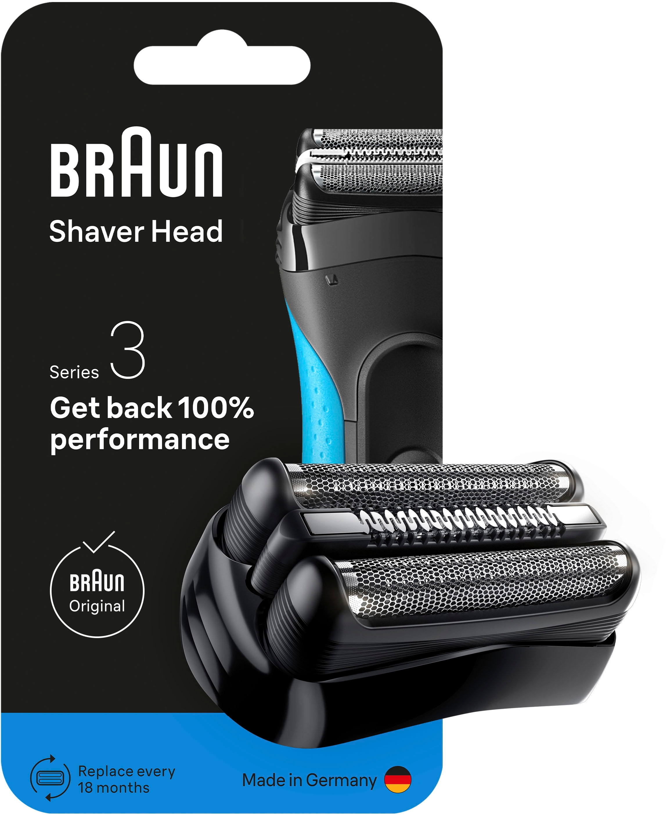 Braun Ersatzscherkopf "Series 3 21B" Kompatibel mit allen Braun Series 3 Rasierern, ORIGINAL vom Hersteller