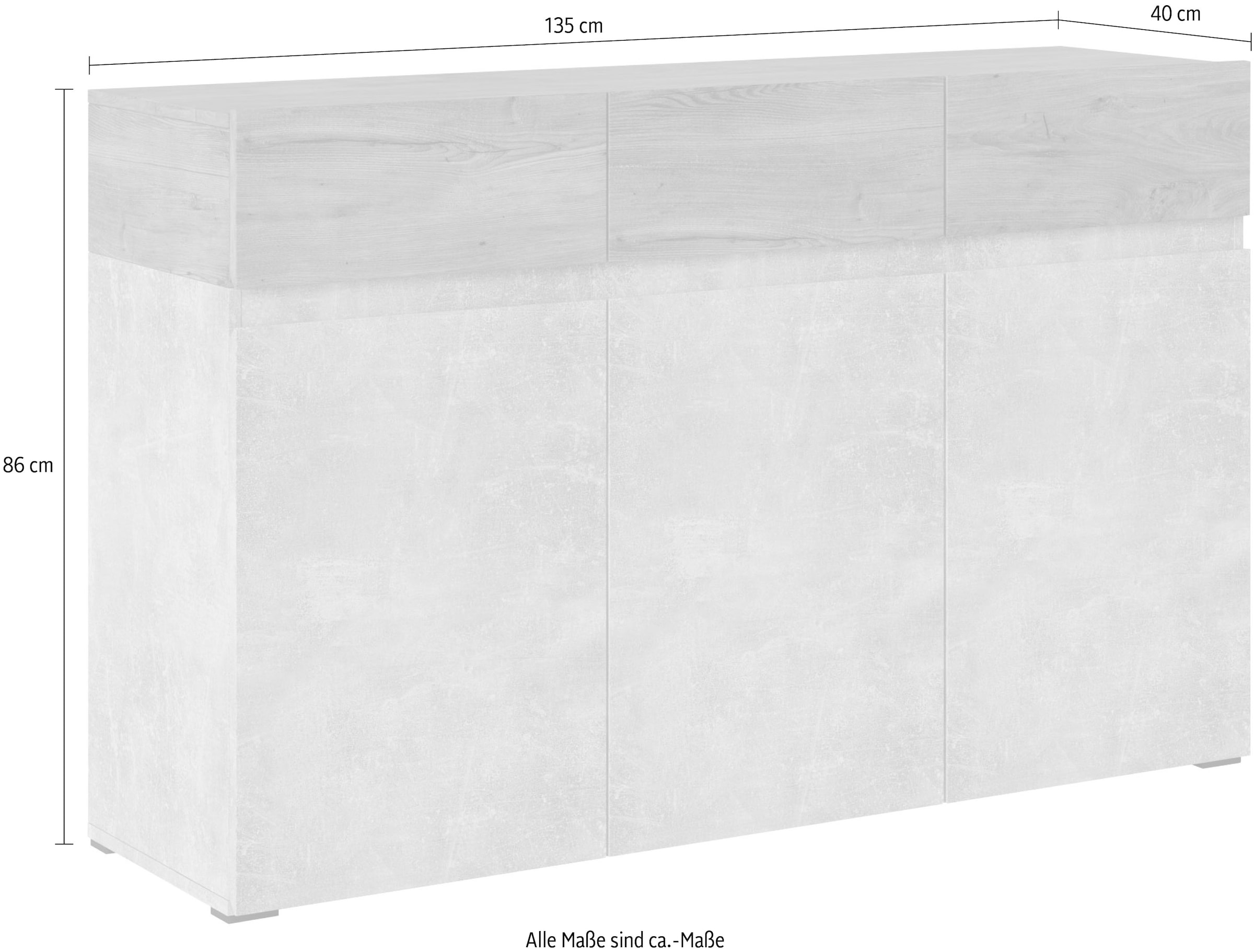 INOSIGN Sideboard »Rimini«, Breite 135 cm