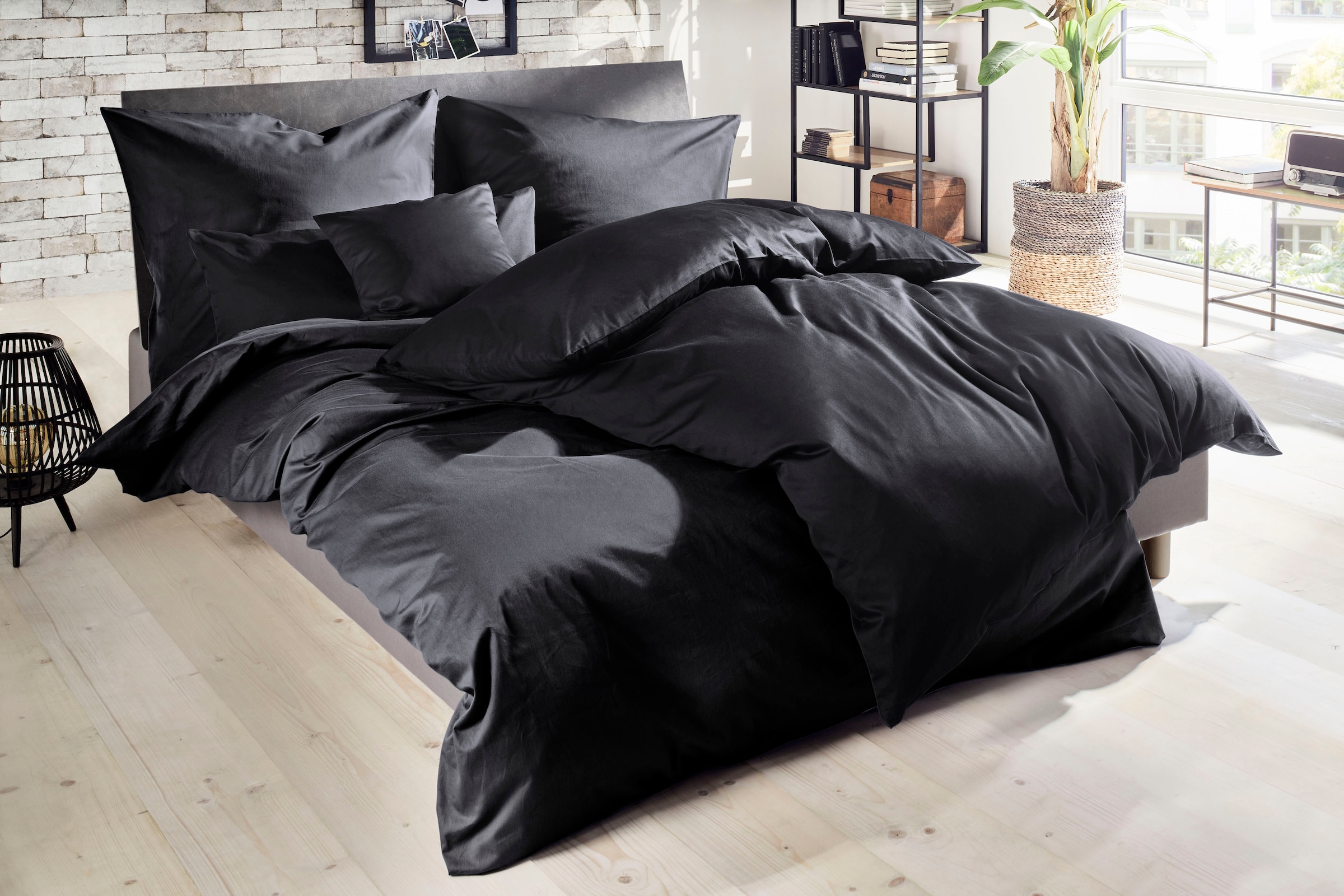 Primera Bettwäsche »Uni Luxus-Satin in Gr. 135x200, 155x220 oder 200x200 cm«, Bettwäsche aus Baumwolle, unifarbene Bettwäsche mit Reissverschluss