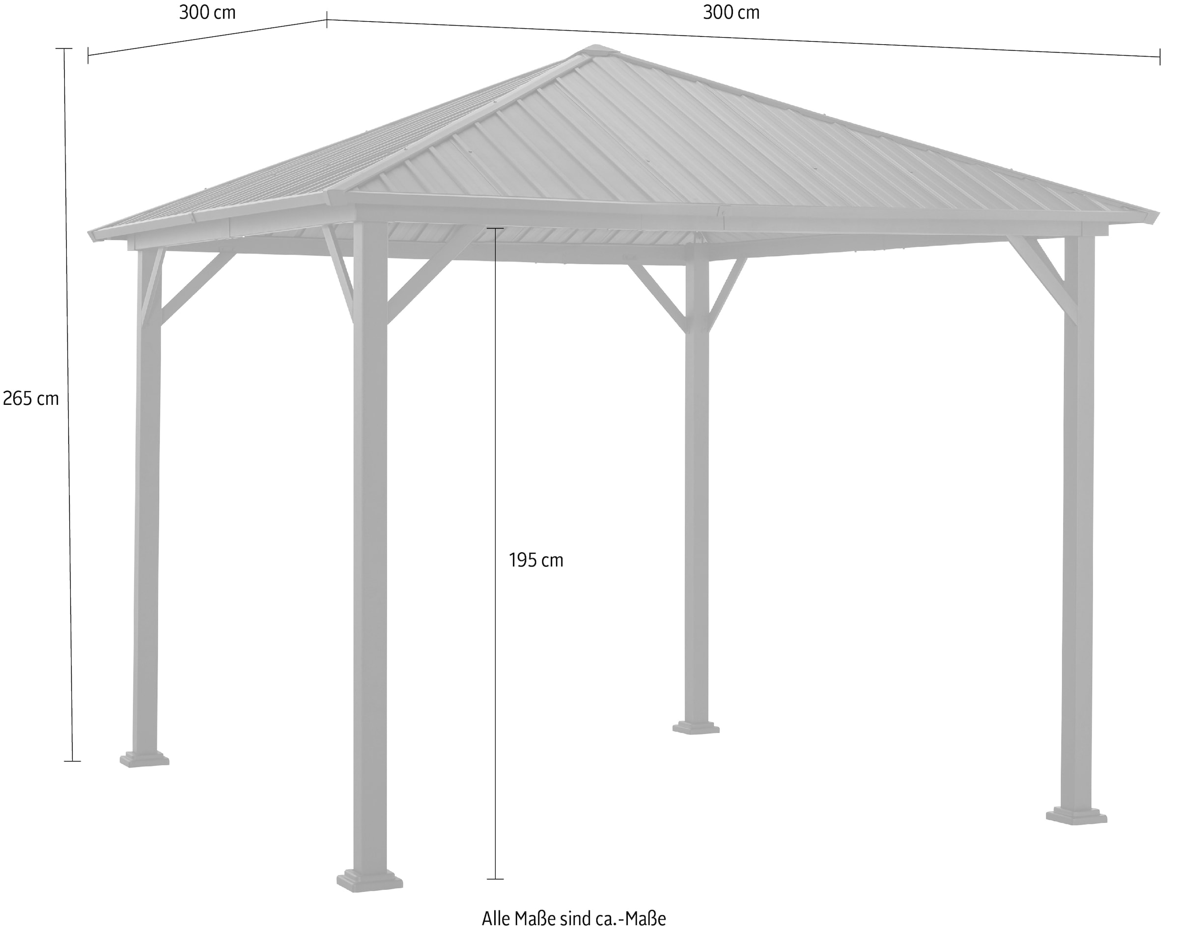 KONIFERA Pavillon »Samos«, BxT: 300x300 cm, Stahlgestell, ohne Seitenteile