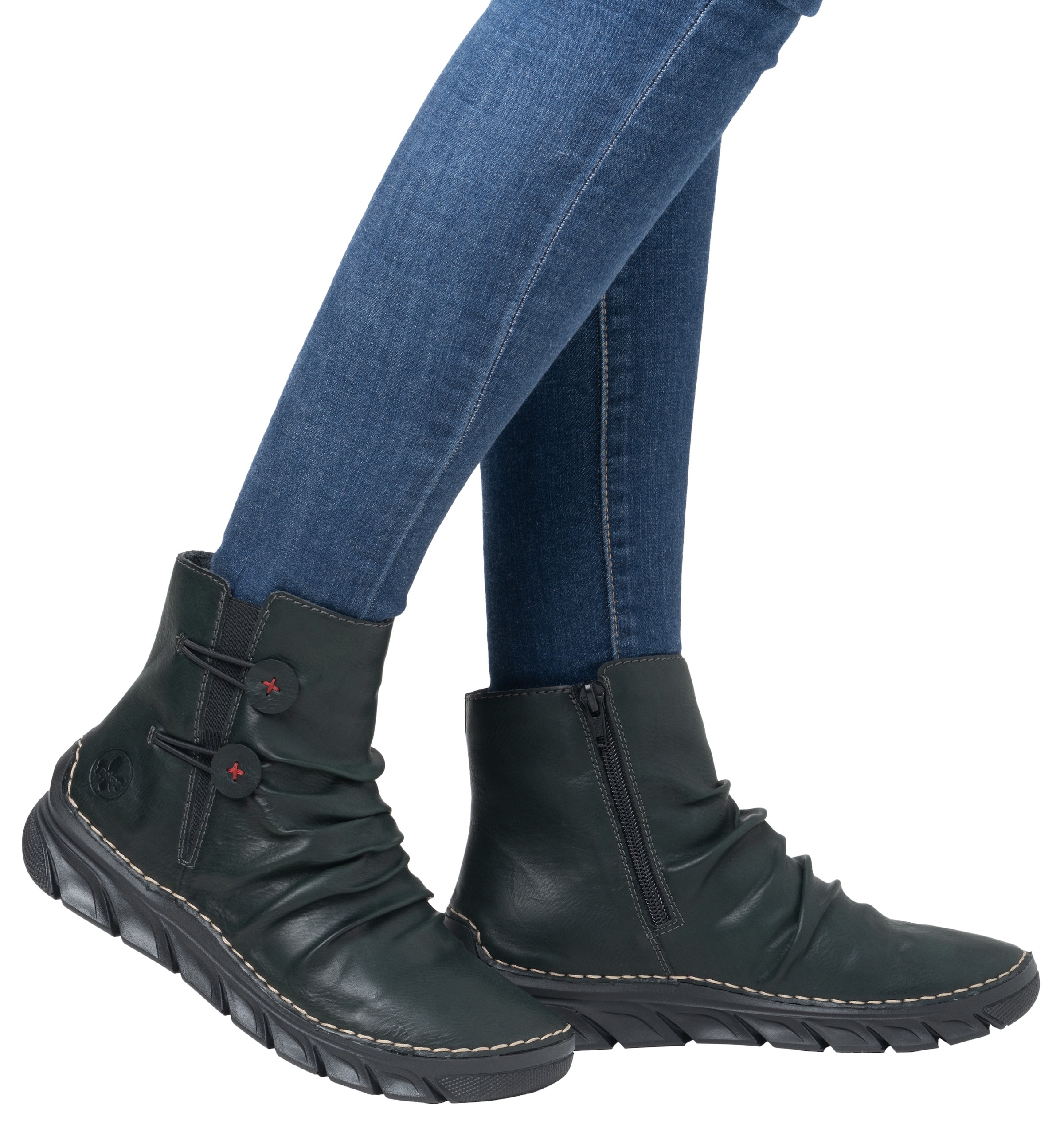 Rieker Stiefelette, Winterboots, Keilsohle, Innenreissverschluss und slouchy Schaft