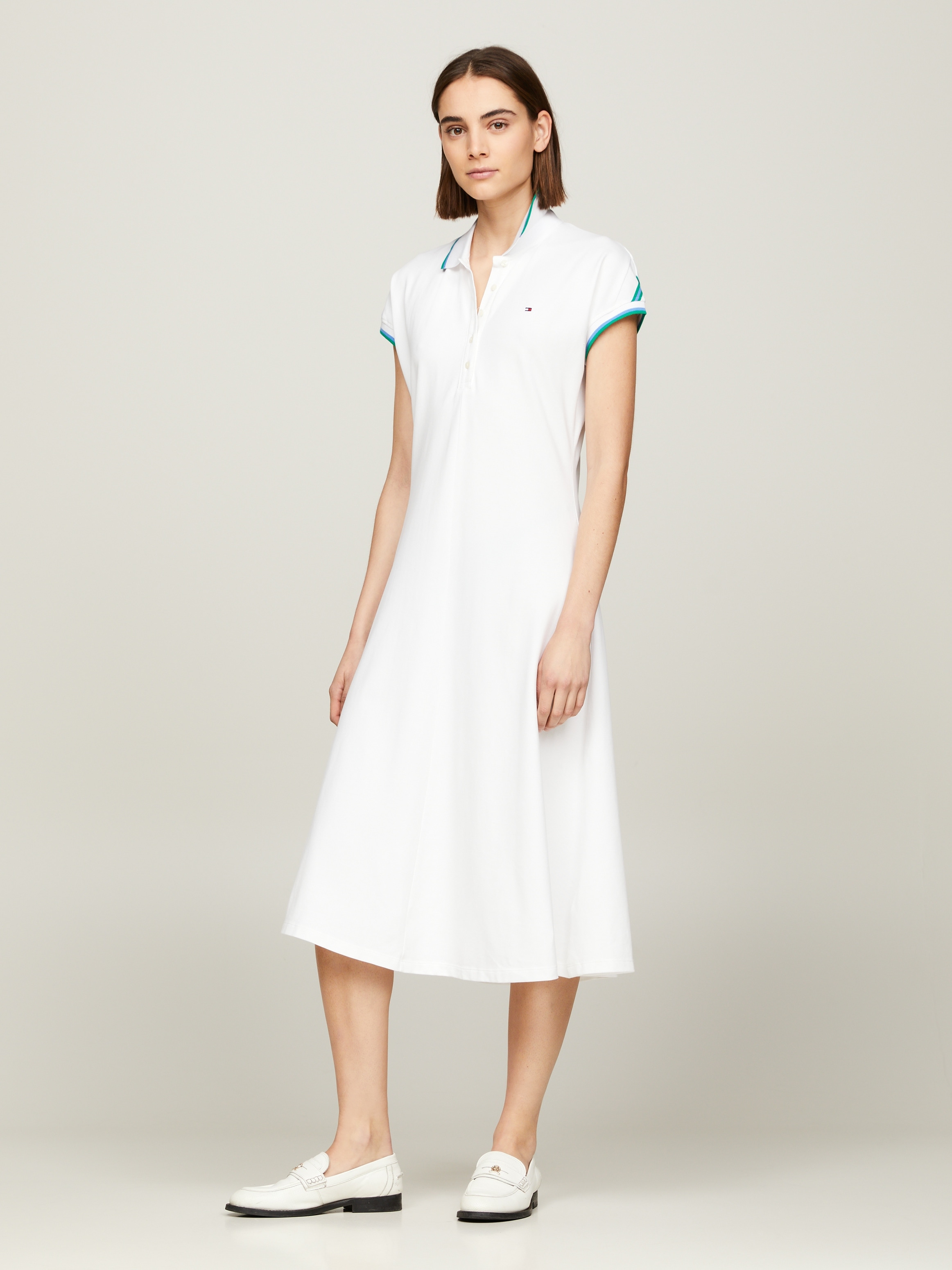 Tommy Hilfiger Polokleid »F&F STP SLV KNEE POLO DRESS«, mit kontrastfarbenen Einsätzen