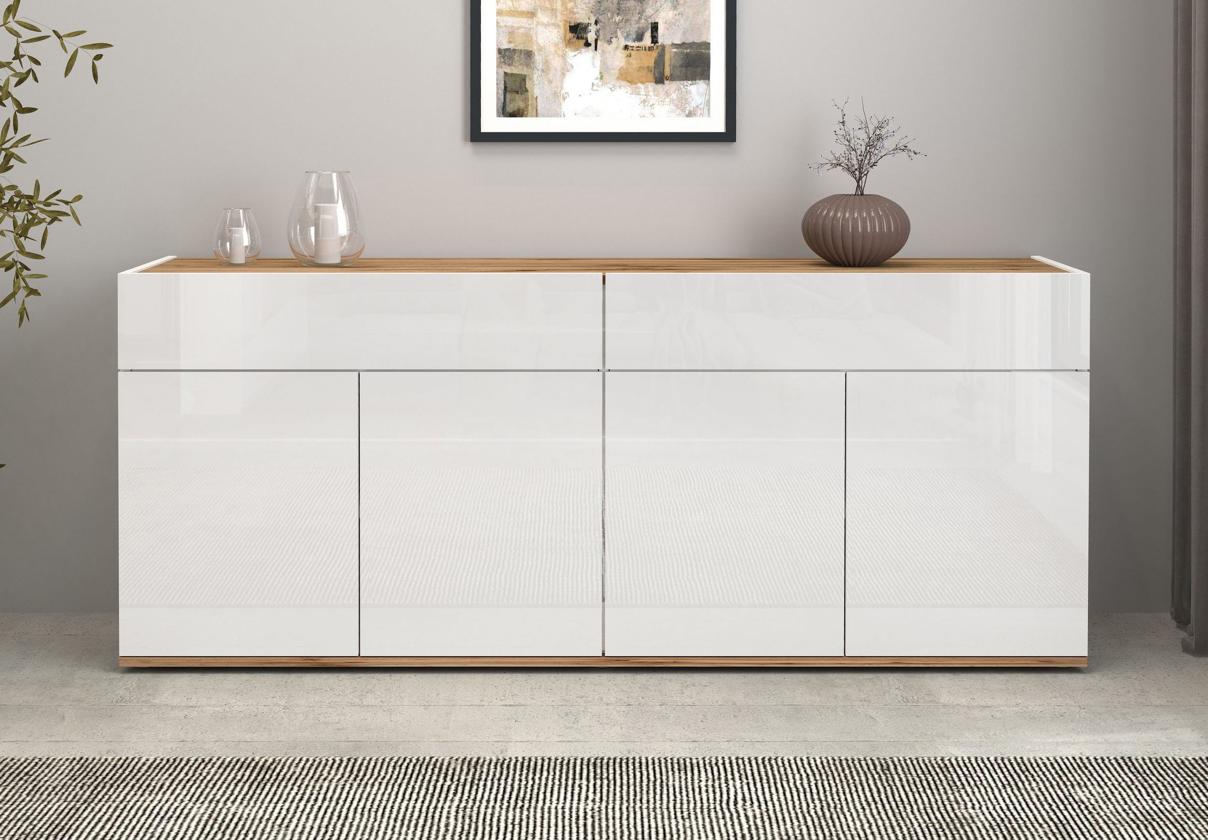 INOSIGN Sideboard »Garda, Kommode, Schrank, Kredenz«, 4 Türen, 2 Schubladen, grifflos Breite 160,1 cm