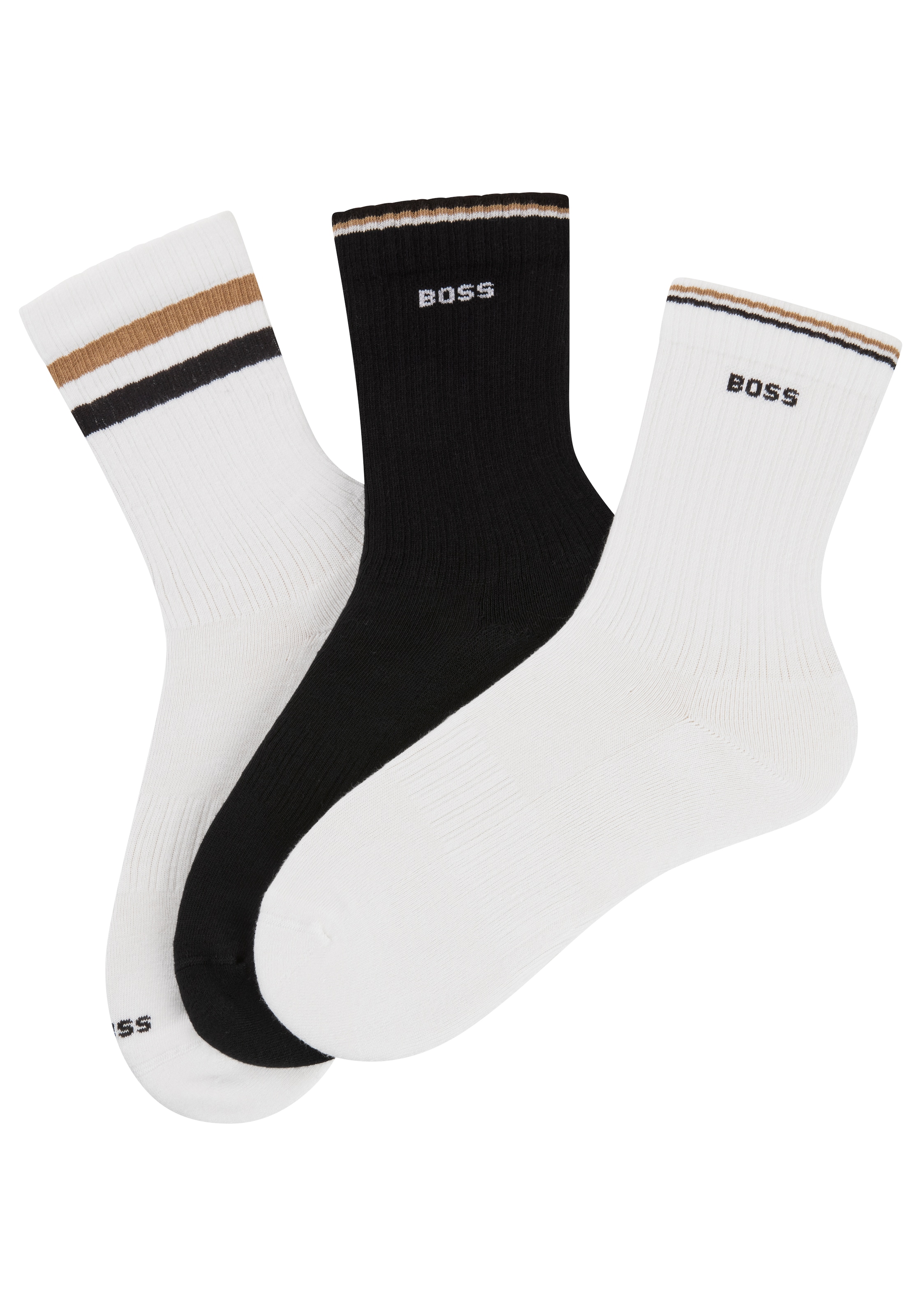 BOSS Socken »3P QS Rib Iconic VB« 3 Paar tlg. mit rippen und sportiven Streifen