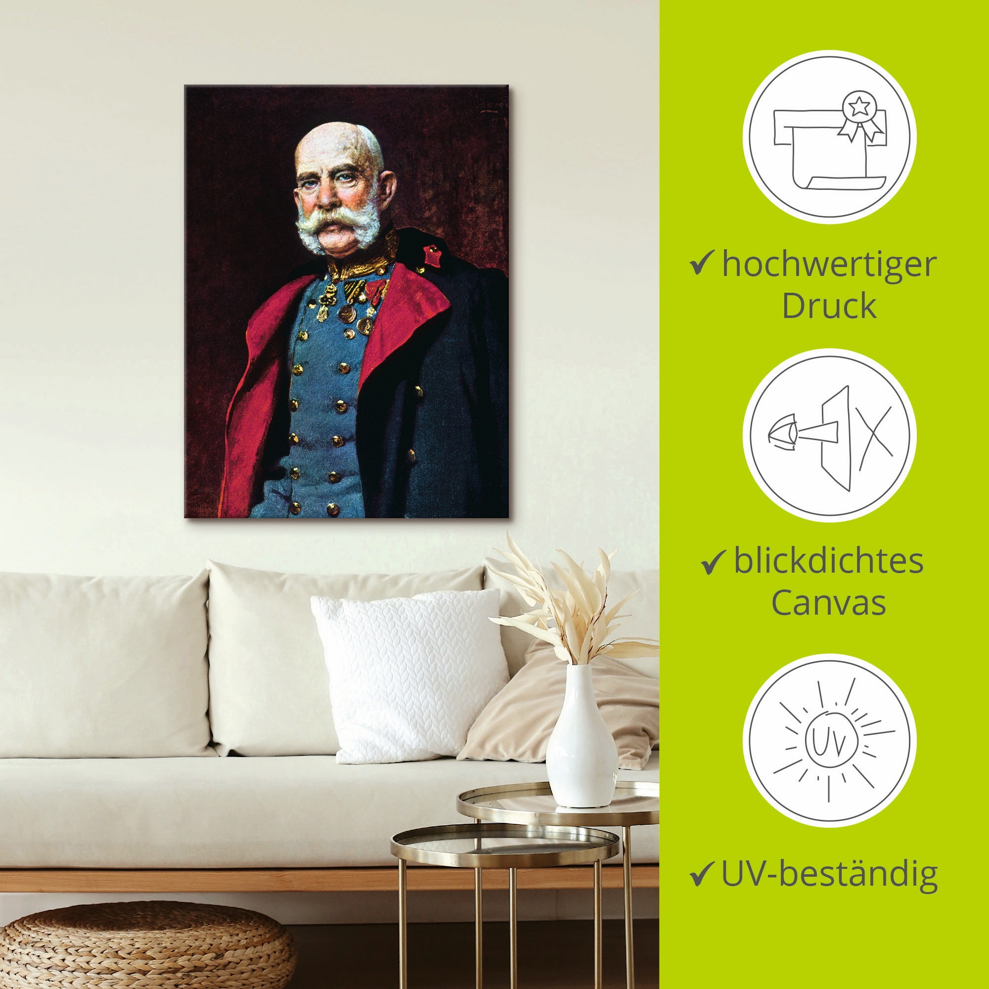Artland Wandbild »Kaiser Franz Joseph I., 1902«, Menschen, (1 St.), als Leinwandbild, Poster in verschied. Grössen