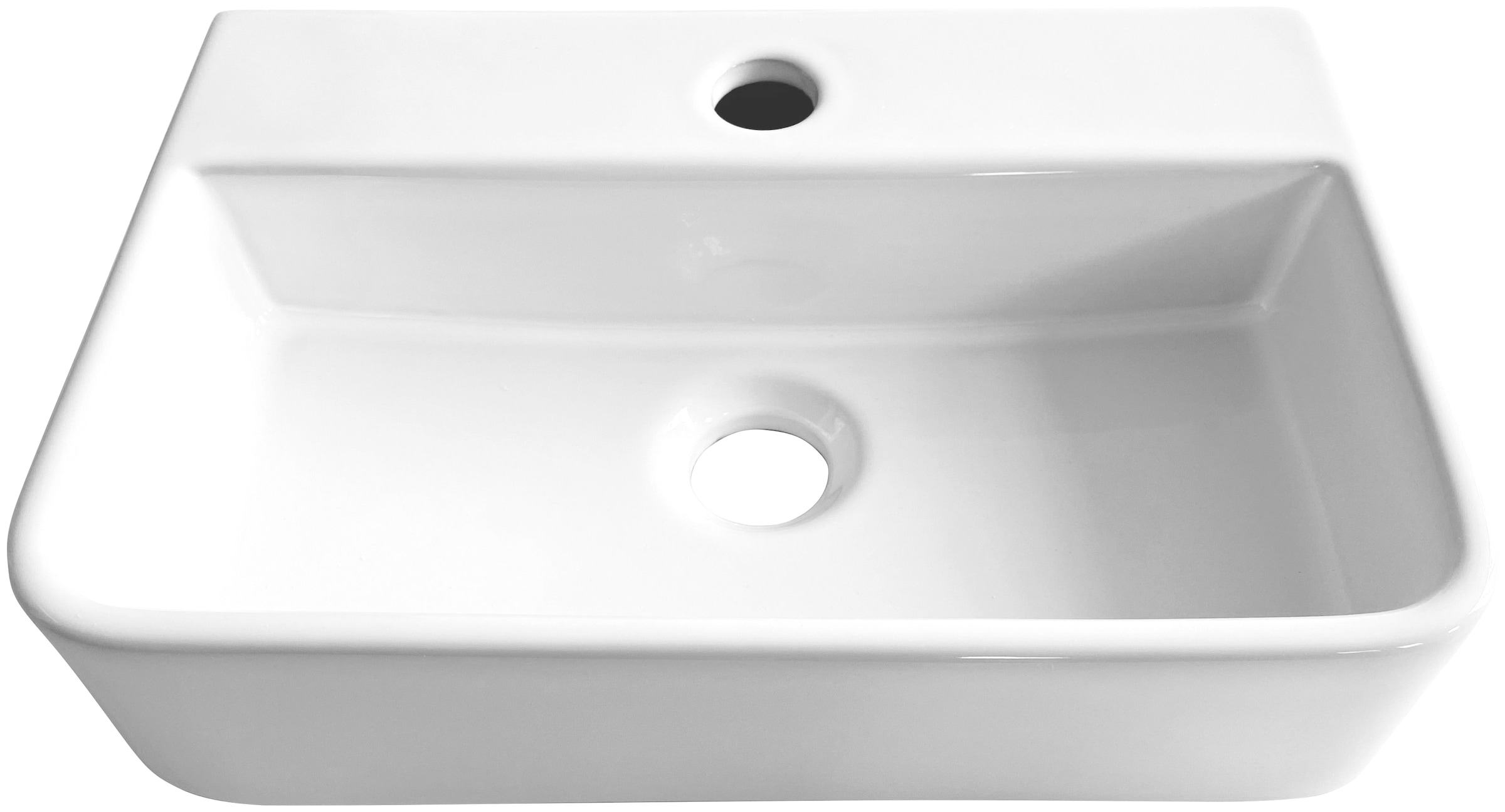 ADOB Aufsatzwaschbecken, als Hänge- oder Aufsatzwaschbecken, eckig, inkl. Siphon & Ablaufventil