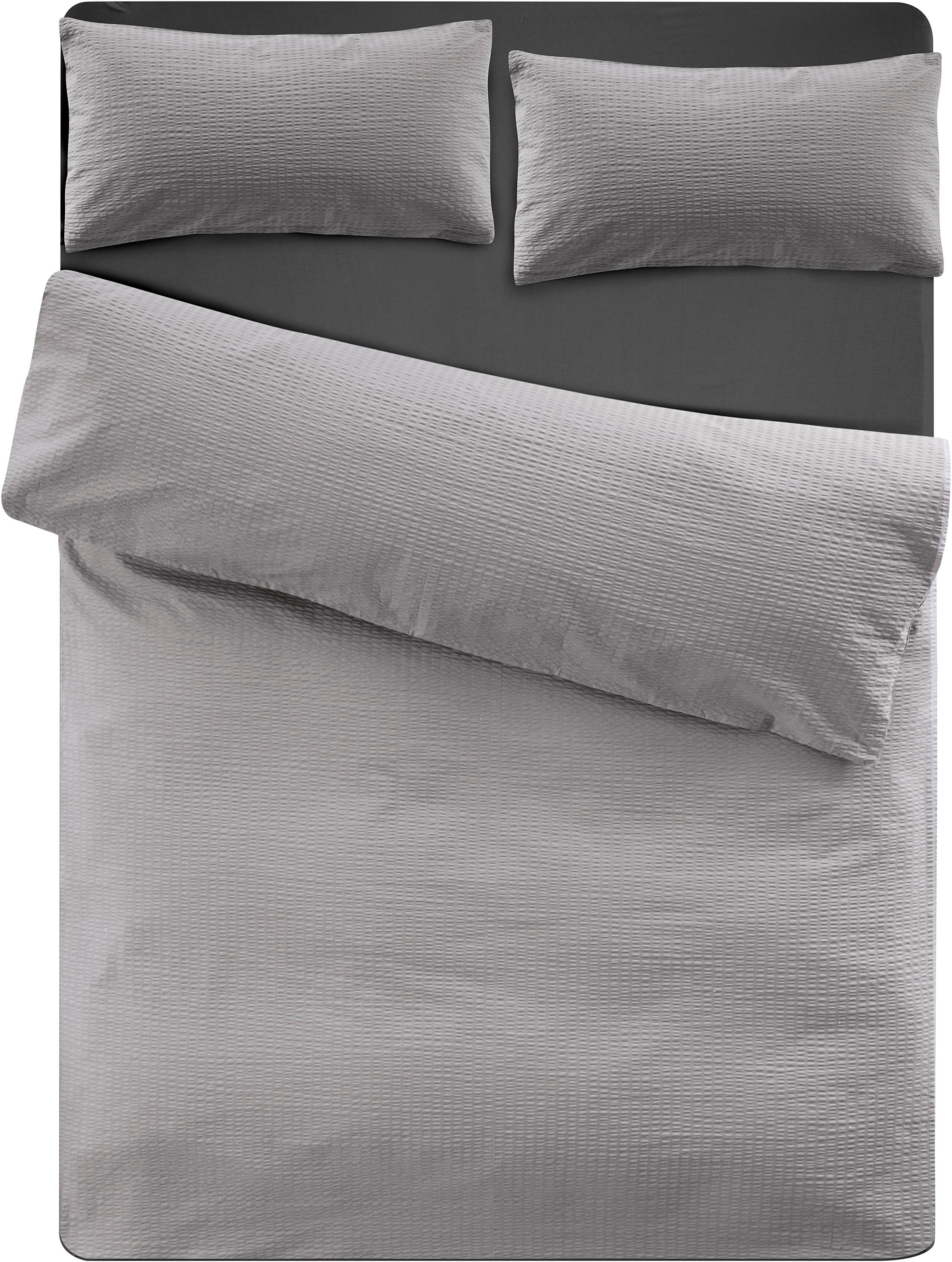 OTTO home Bettwäsche "Sari2 in Seersucker Qualität ideal für Sommer, Baumwolle" 2 uni Bettwäsche mit Reißverschluss in Gr. 135x200 oder 155x220 cm