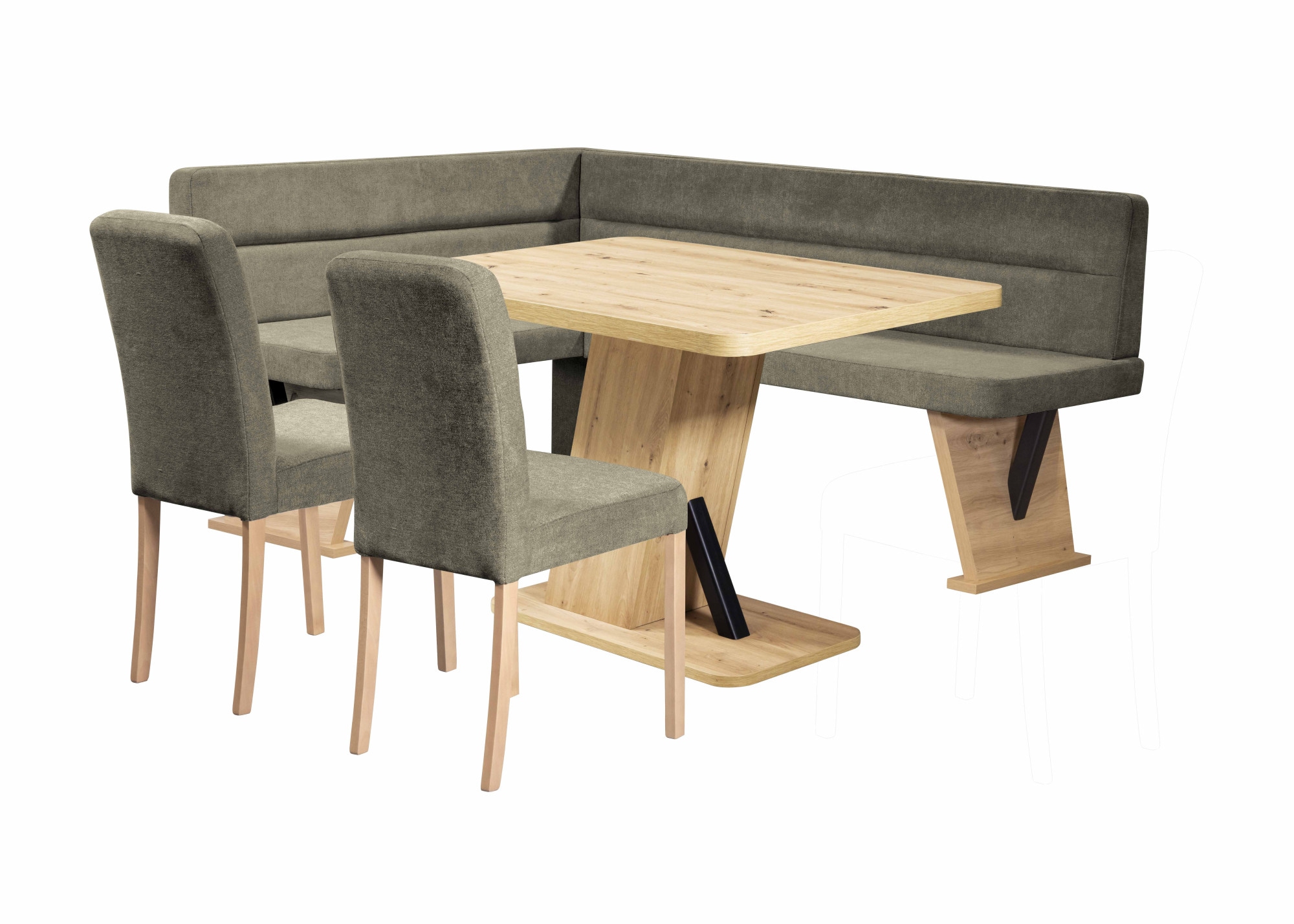 Home affaire Eckbankgruppe »Laros Sitzgruppe, Eckbank, Stühle, Tisch«, (Set, 4tlg Set), perfekt für Küche, Esszimmer, Wohnzimmer, Bestseller