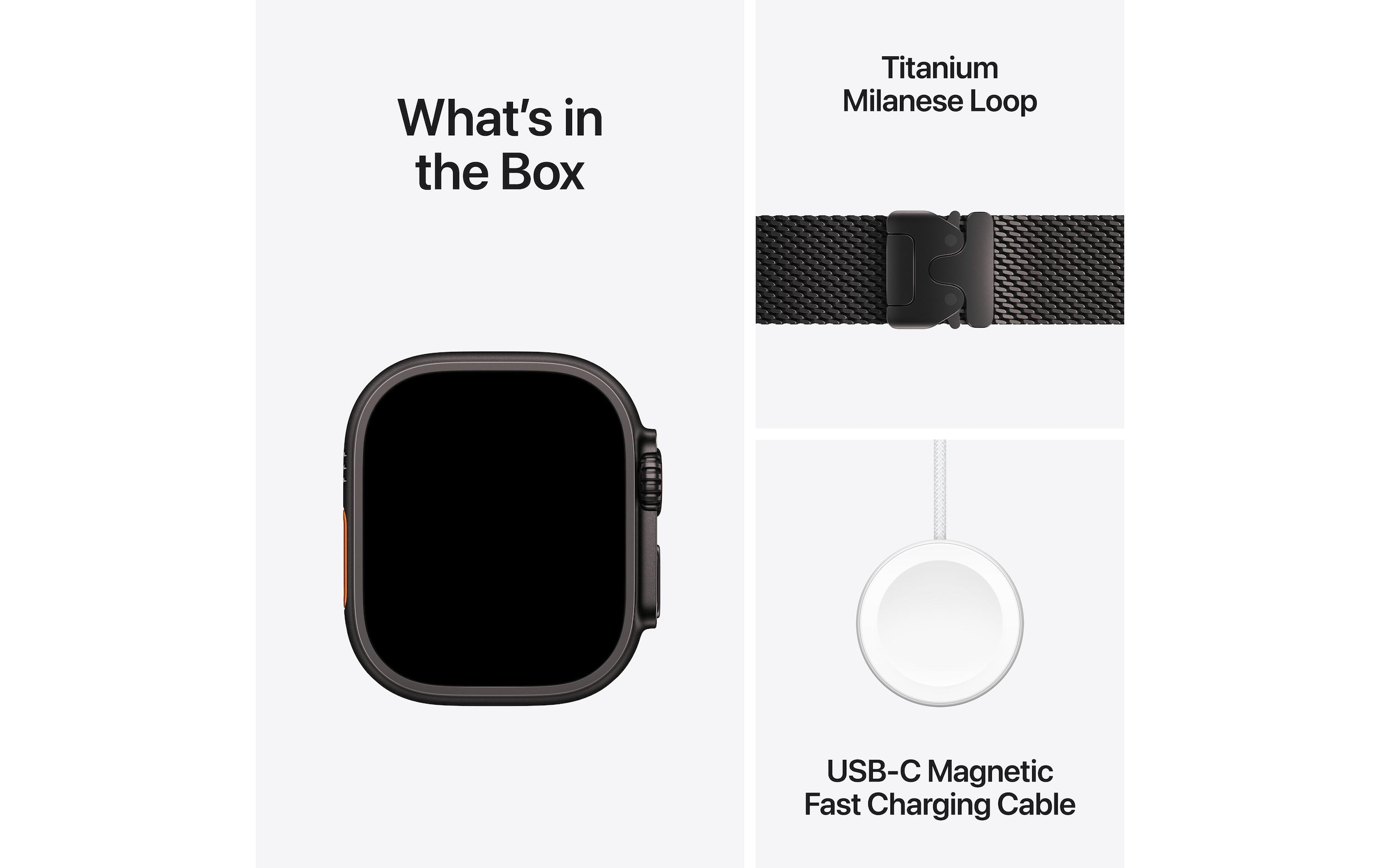 Apple Watch Ultra 2 Titan, 49 mm, GPS + Cellular, Milanese Loop M, Schwarz