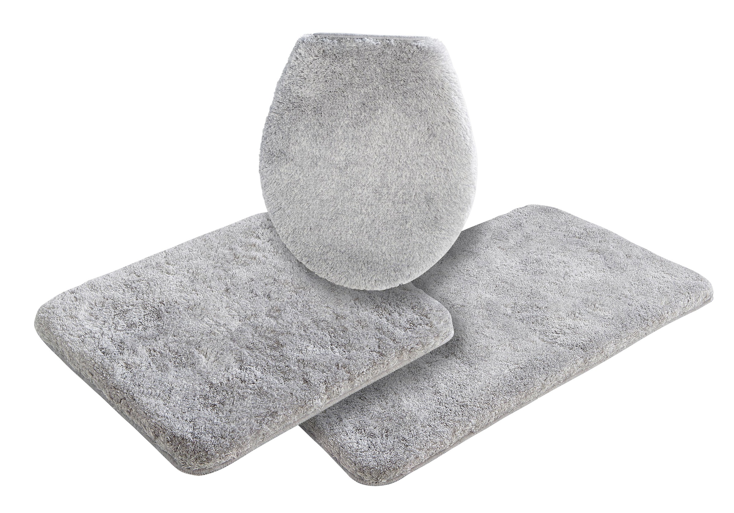 Grund Badematte "Melos, Badvorleger, Badezimmer Teppich, sehr weich" Höhe 27 mm rutschhemmend beschichtet fußbodenheizungsgeeignet melierte Optik, sehr weicher Flor, Melange-Effekt, Made in Europe