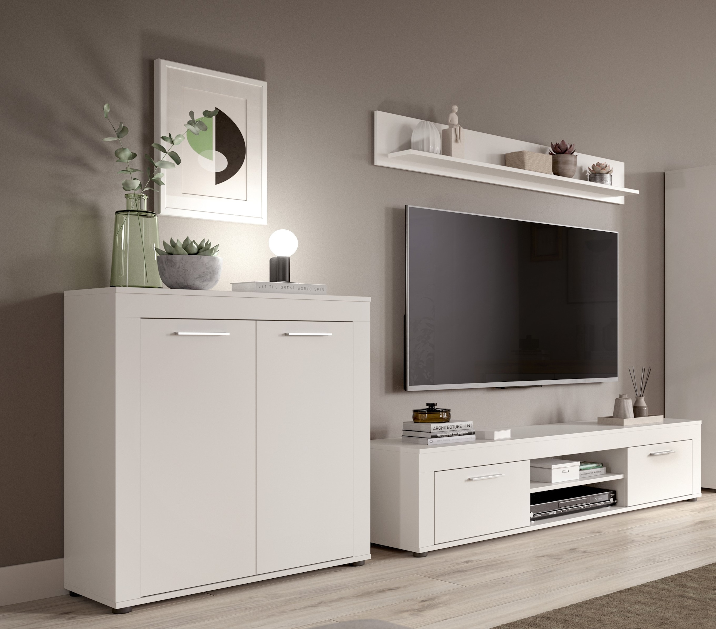 INOSIGN Wohnwand »Aosta, Breite 255cm, bestehend aus Highboard, Lowboard, Wandboard«, (3 St.), Wohnwand, Kombination, Anbauwand, Möbel Set, Schrankwand, Möbel Kombi