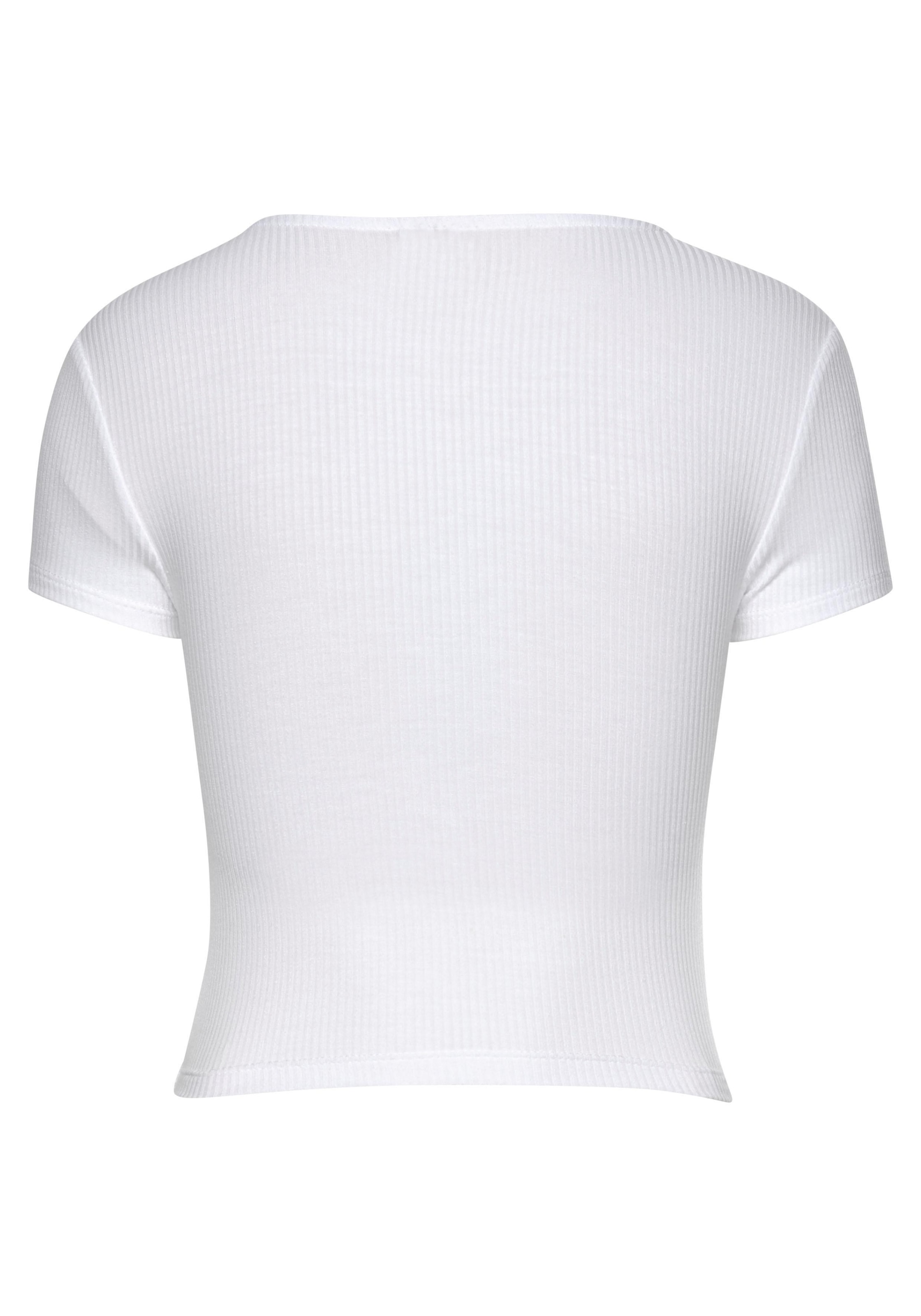 Buffalo Kurzarmshirt, mit Wickeloptik und V-Ausschnitt, T-Shirt, figurbetont, Basic