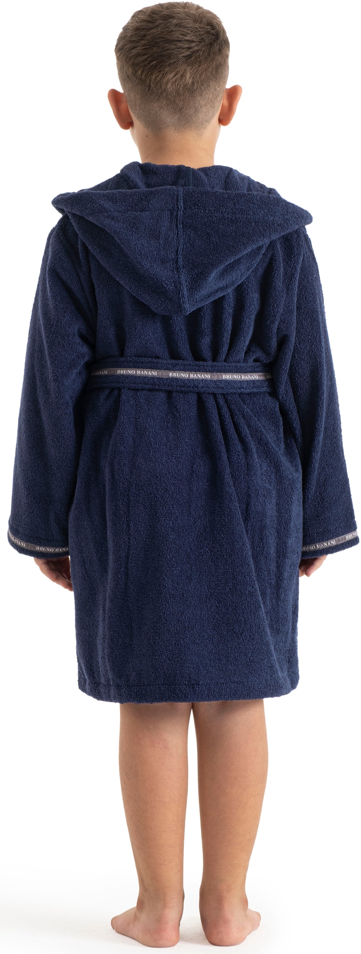 Bruno Banani Kinderbademantel »Danny, Ideal für Zuhause, Schwimmbad oder im Urlaub«, (1 St.), mit Logostreifen, aus 100% Baumwolle