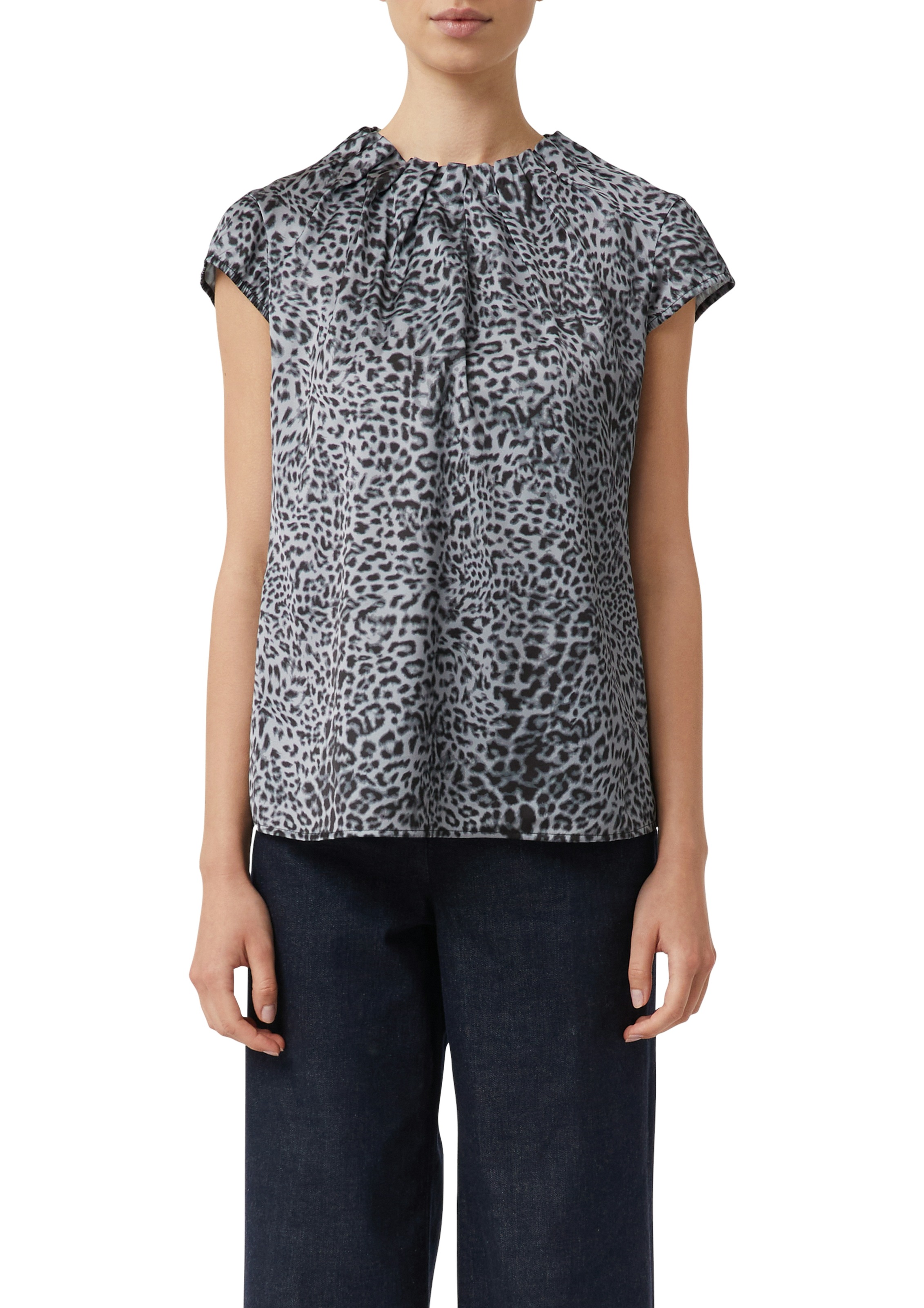 Comma Satinbluse mit All-Over Print