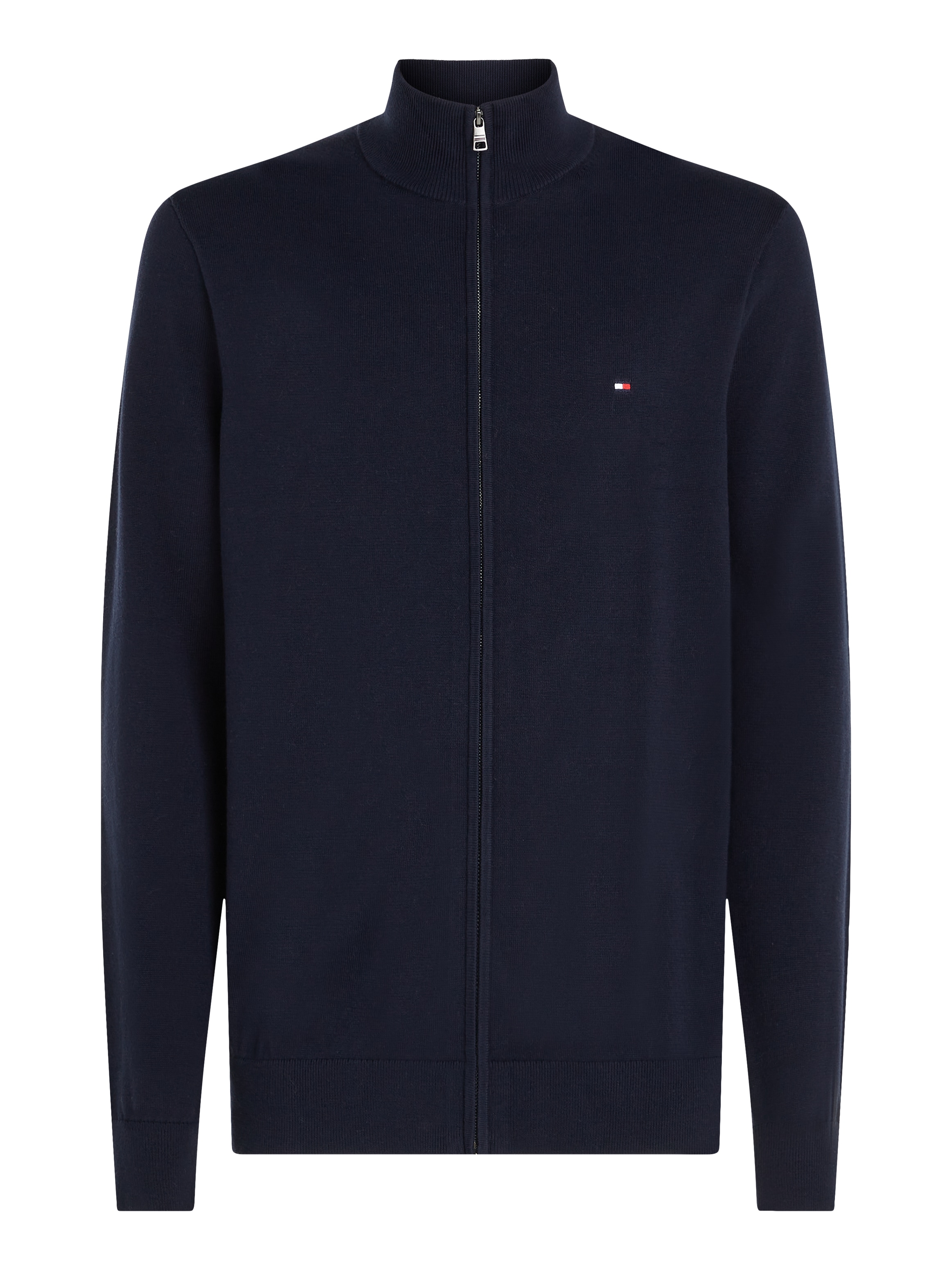 Tommy Hilfiger Strickjacke »ESSENTIAL COTTON ZIP THRU«, mit Logostickerei