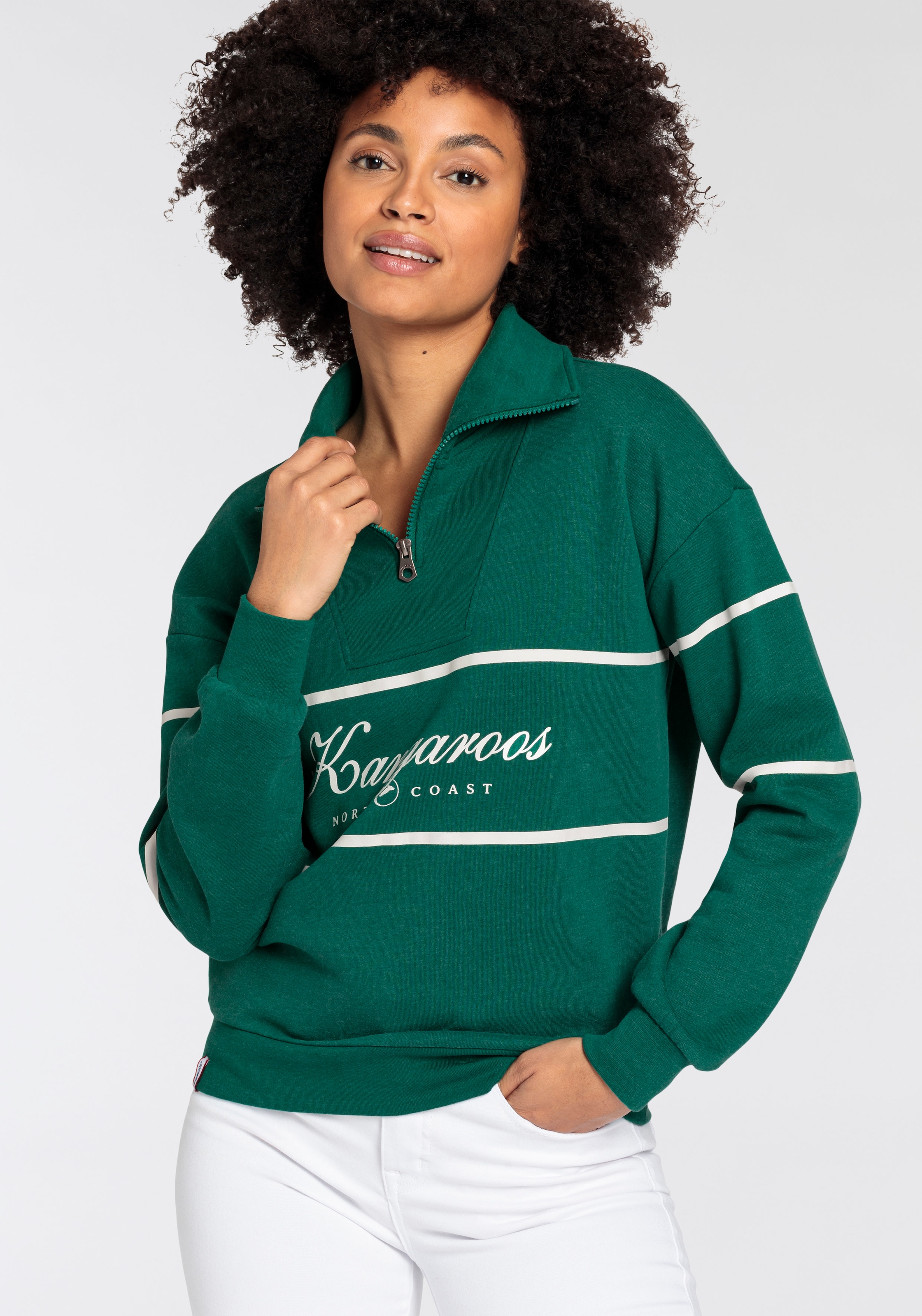 KangaROOS Sweatshirt, Troyer mit Stehkragen und Logo Print -NEUE-KOLLEKTION