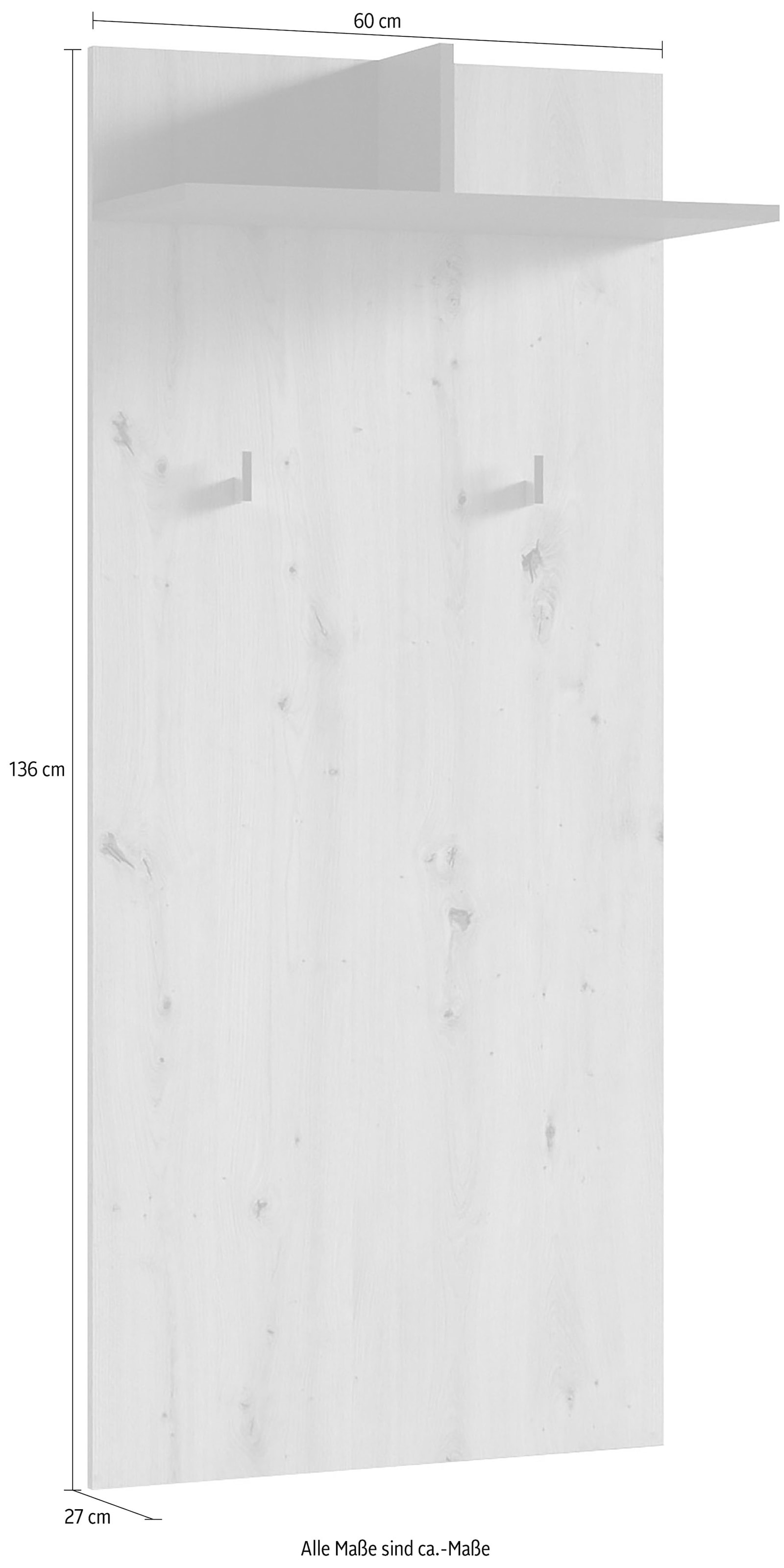 INOSIGN Garderobenpaneel »Ben«, (1 St.), Breite 60 cm, mit Kleiderhaken und Ablage