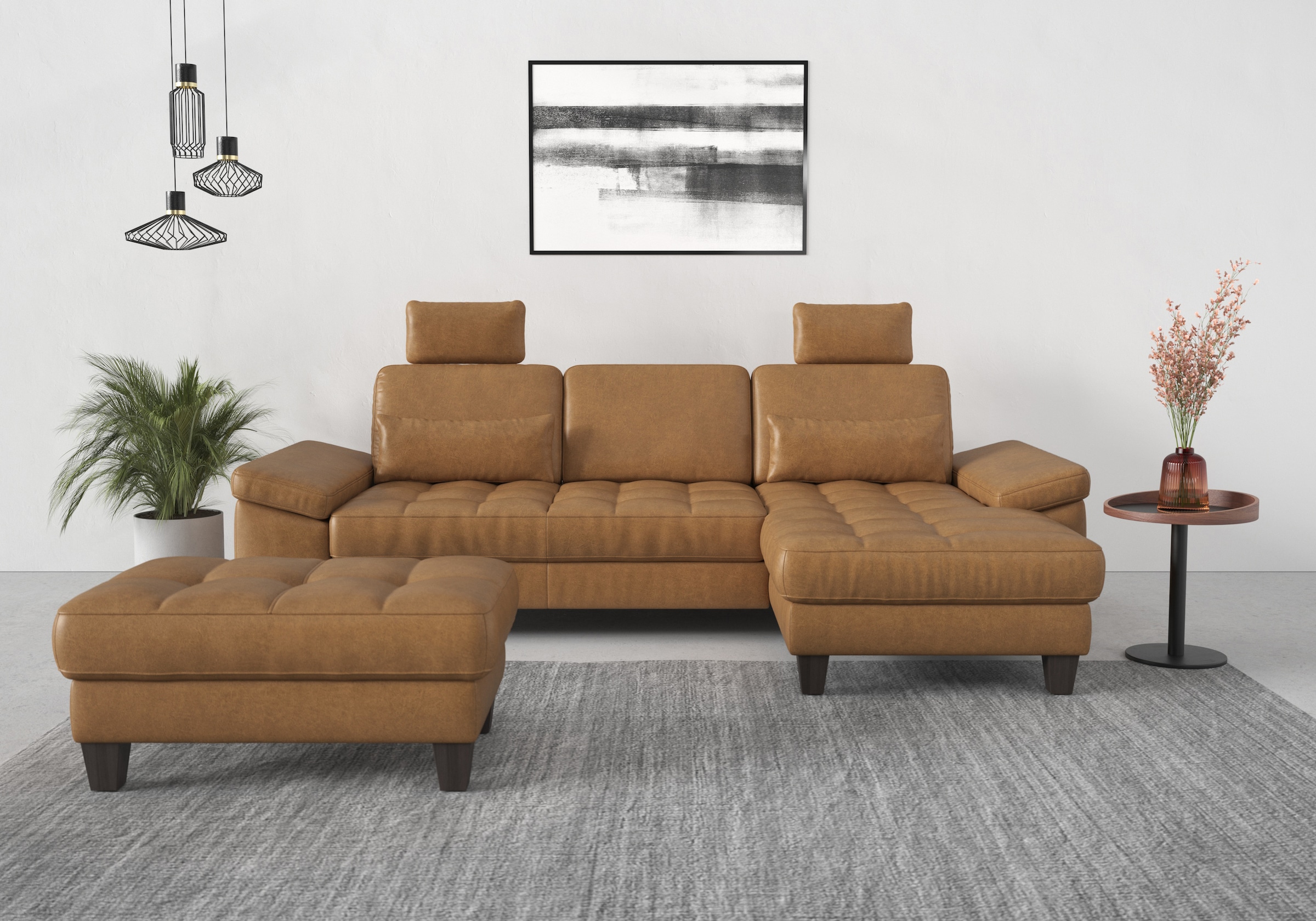 sit&more Ecksofa »Westham L-Form«, Recamiere, mit oder ohne Bettfunktion, Bettkasten, Füsse wengefarben