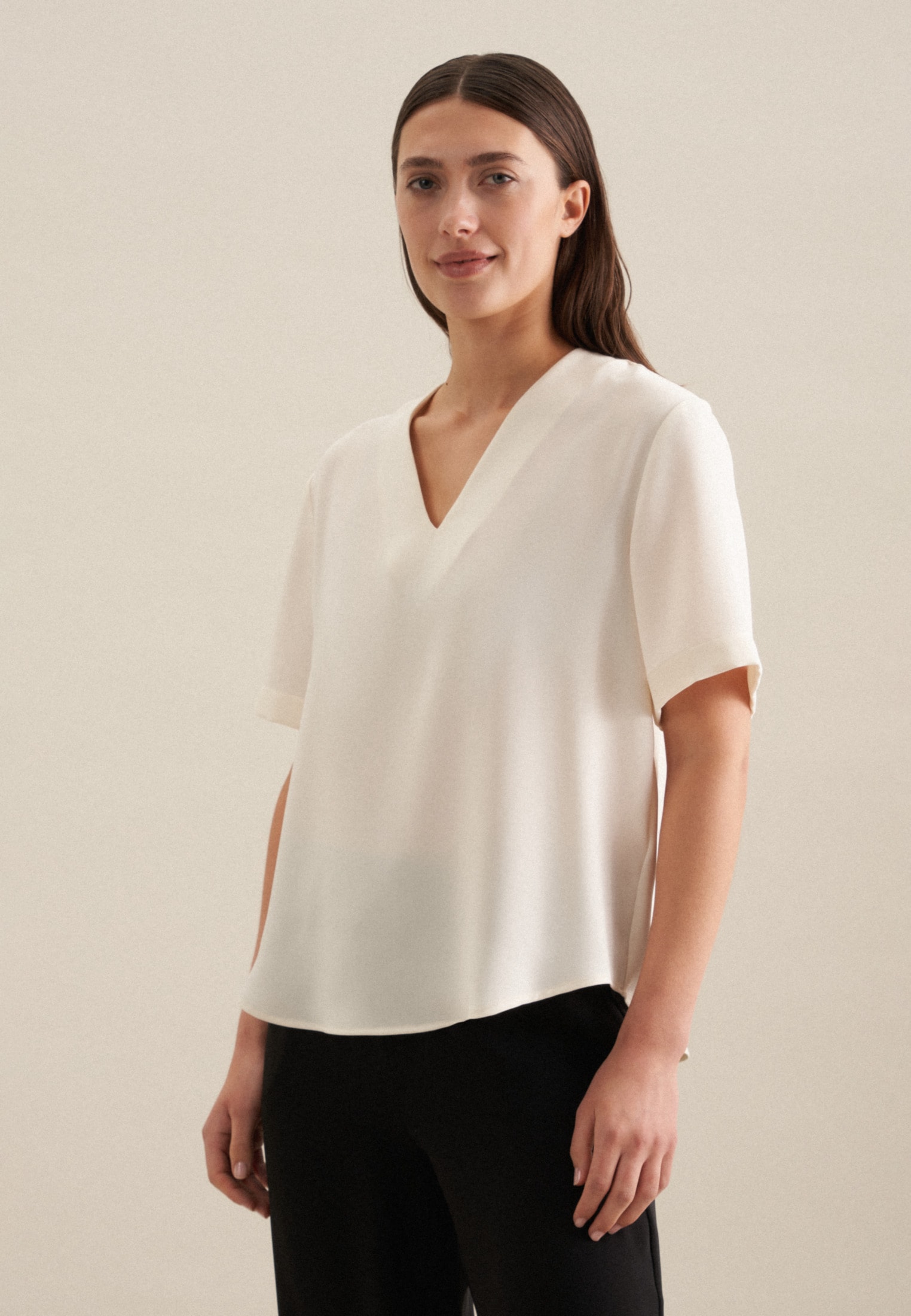 seidensticker Shirtbluse »Schwarze Rose« Kurzarm V-Neck Uni