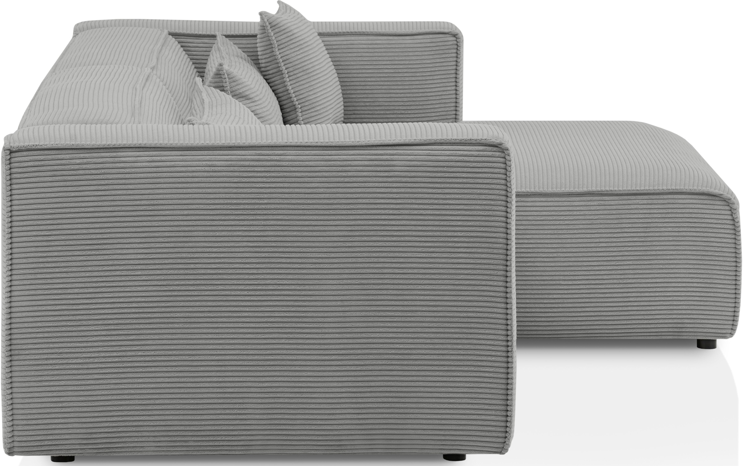 LeGer Home by Lena Gercke Ecksofa »PIARA mit Kedernaht in Cord oder Leinenoptik, moderne Couch in L-Form«, wahlweise Ottomane rechts/links, schwarze Füsse, bequemer Sitzkomfort