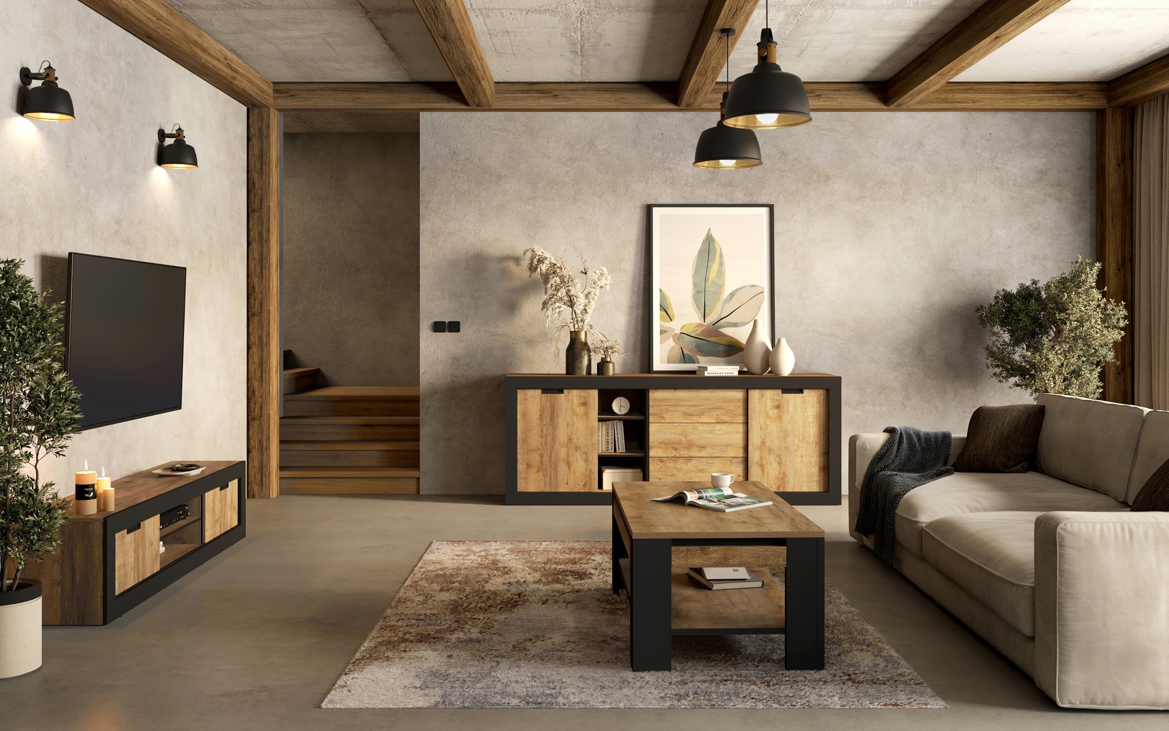 INOSIGN Couchtisch »Tudor, Breite 120 cm, Sofatisch für Wohnzimmer«, Tisch mit offenem Fachboden