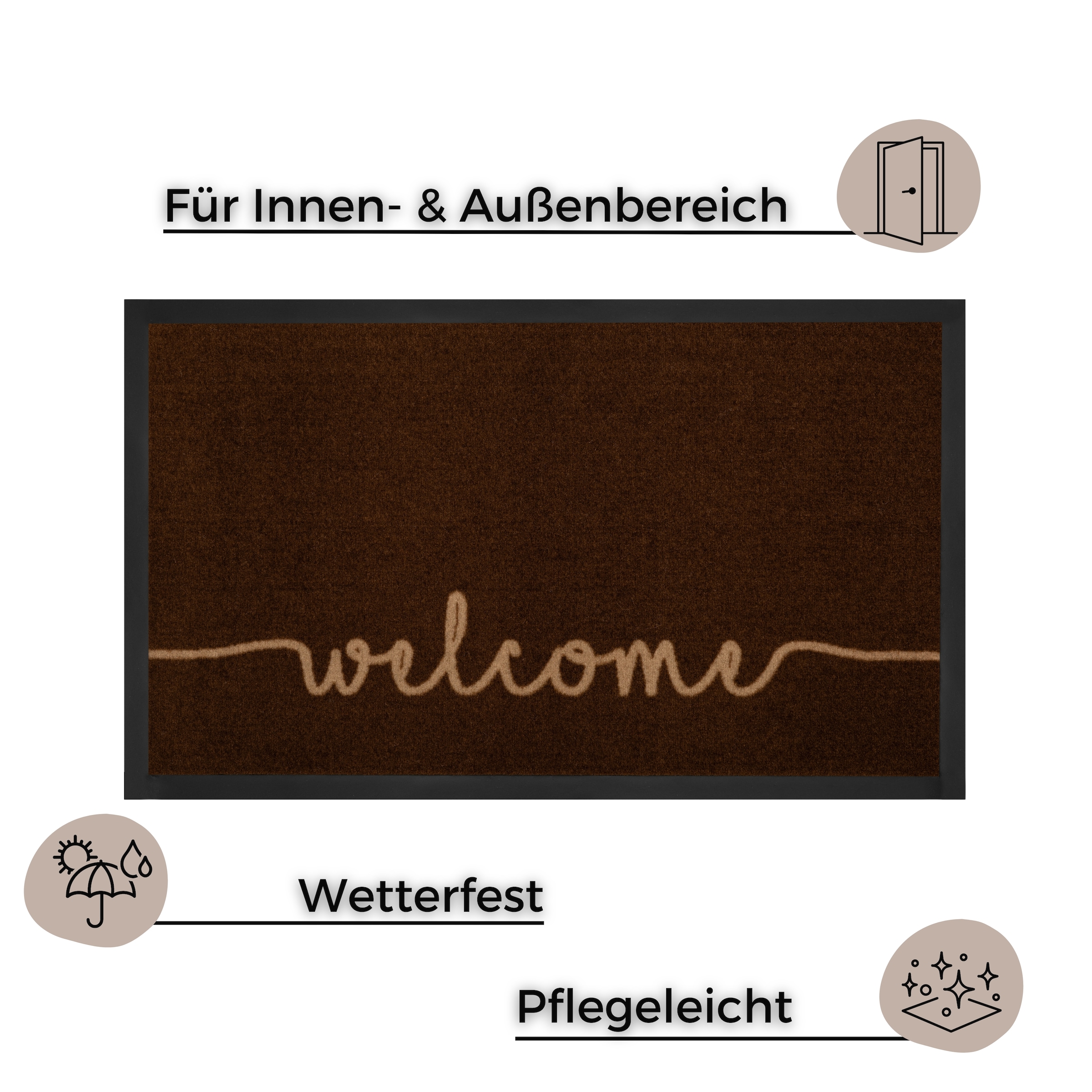 HANSE Home Fussmatte »Cozy Welcome, Türmatte«, rechteckig, 5 mm Höhe, Waschbar, Schmutzfangmatte, Outdoor, Innen, Rutschfest, Wetterfest