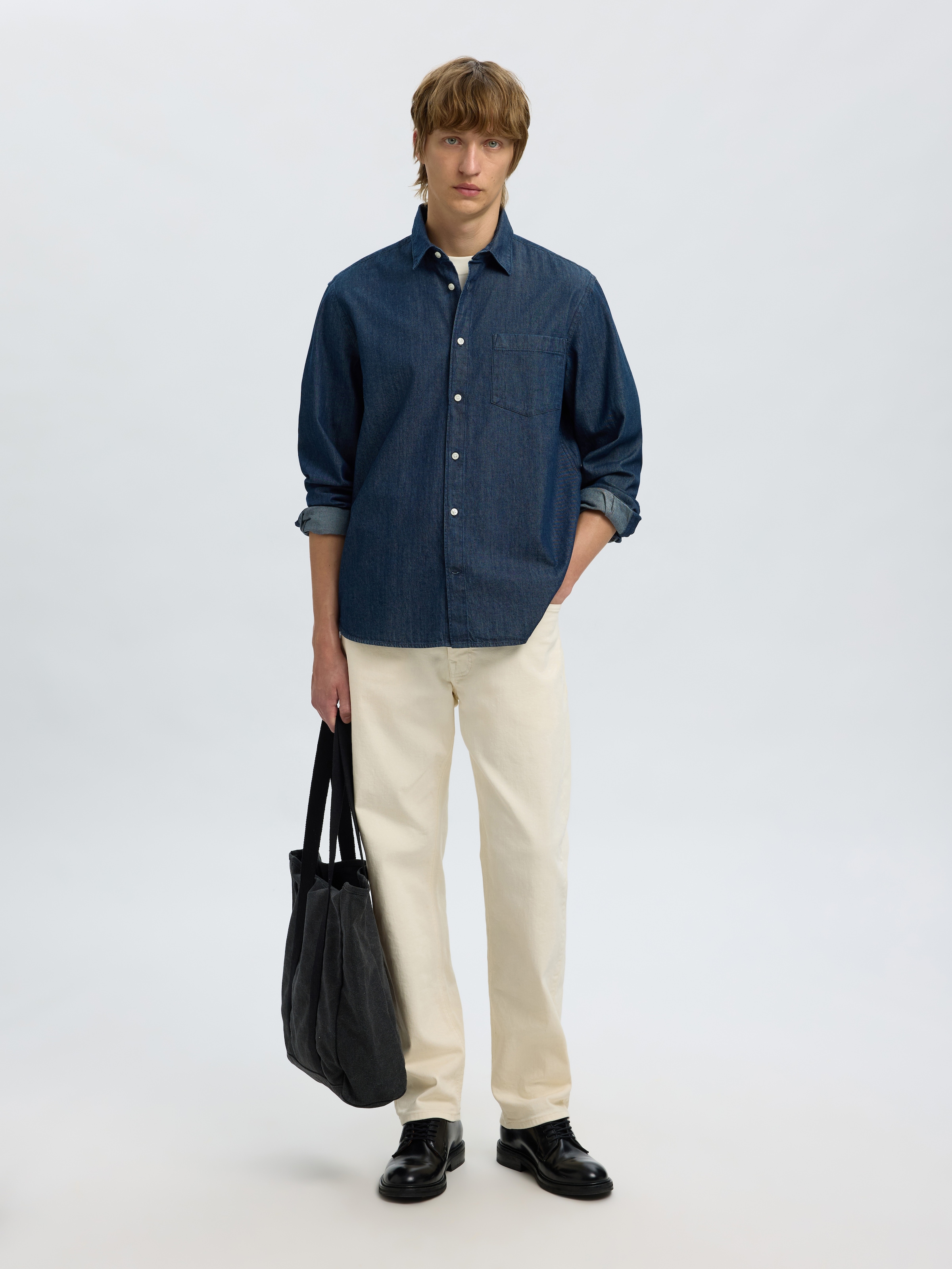 SELECTED HOMME Langarmhemd »SLHREGCARLO DENIM LS SHIRT NOOS«