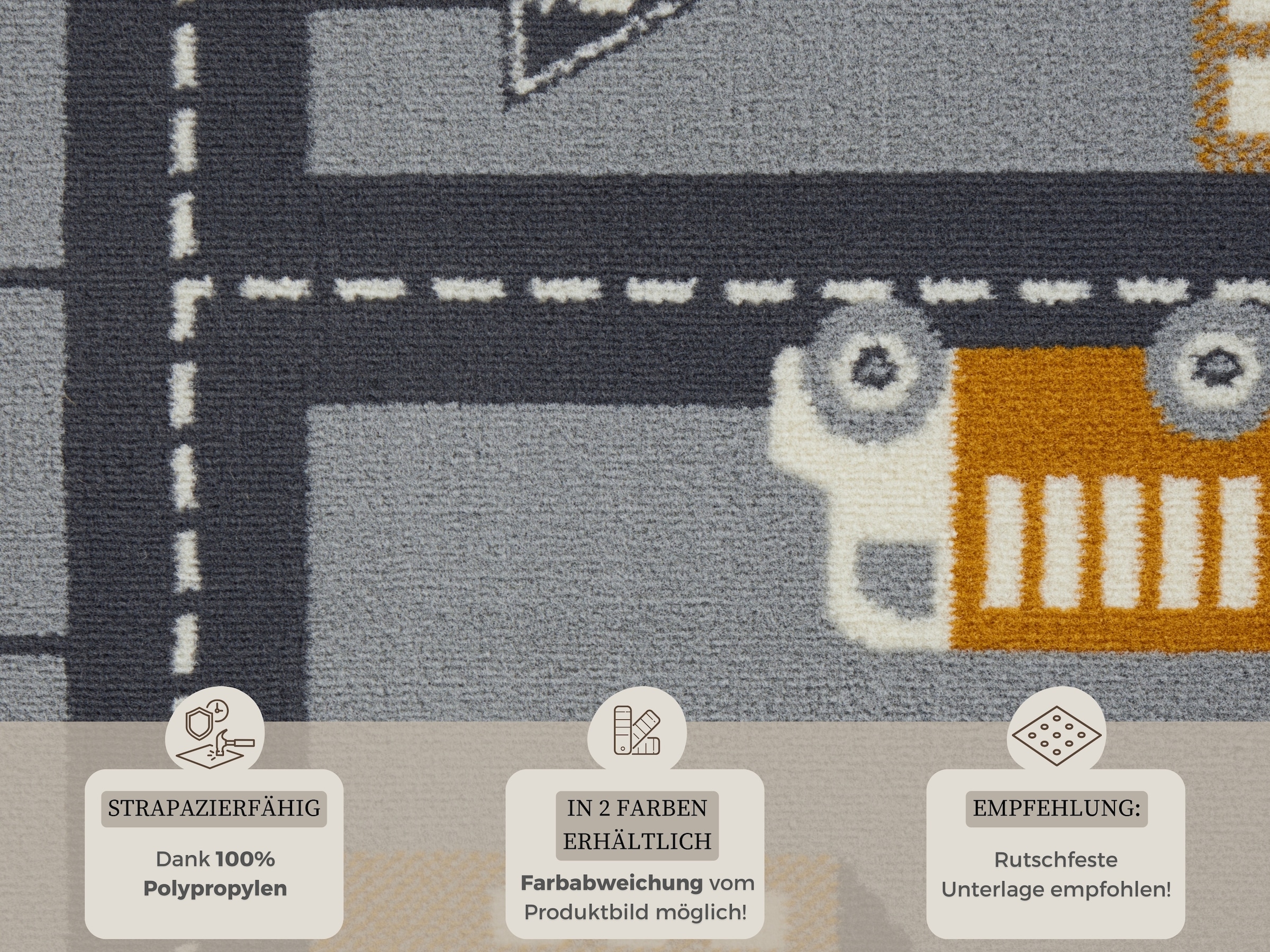 HANSE Home Kinderteppich »Town«, rechteckig, 0,9 mm Höhe, Kurzflor, Kinderteppich, Spielteppich, Strassen Design, Kinderzimmer