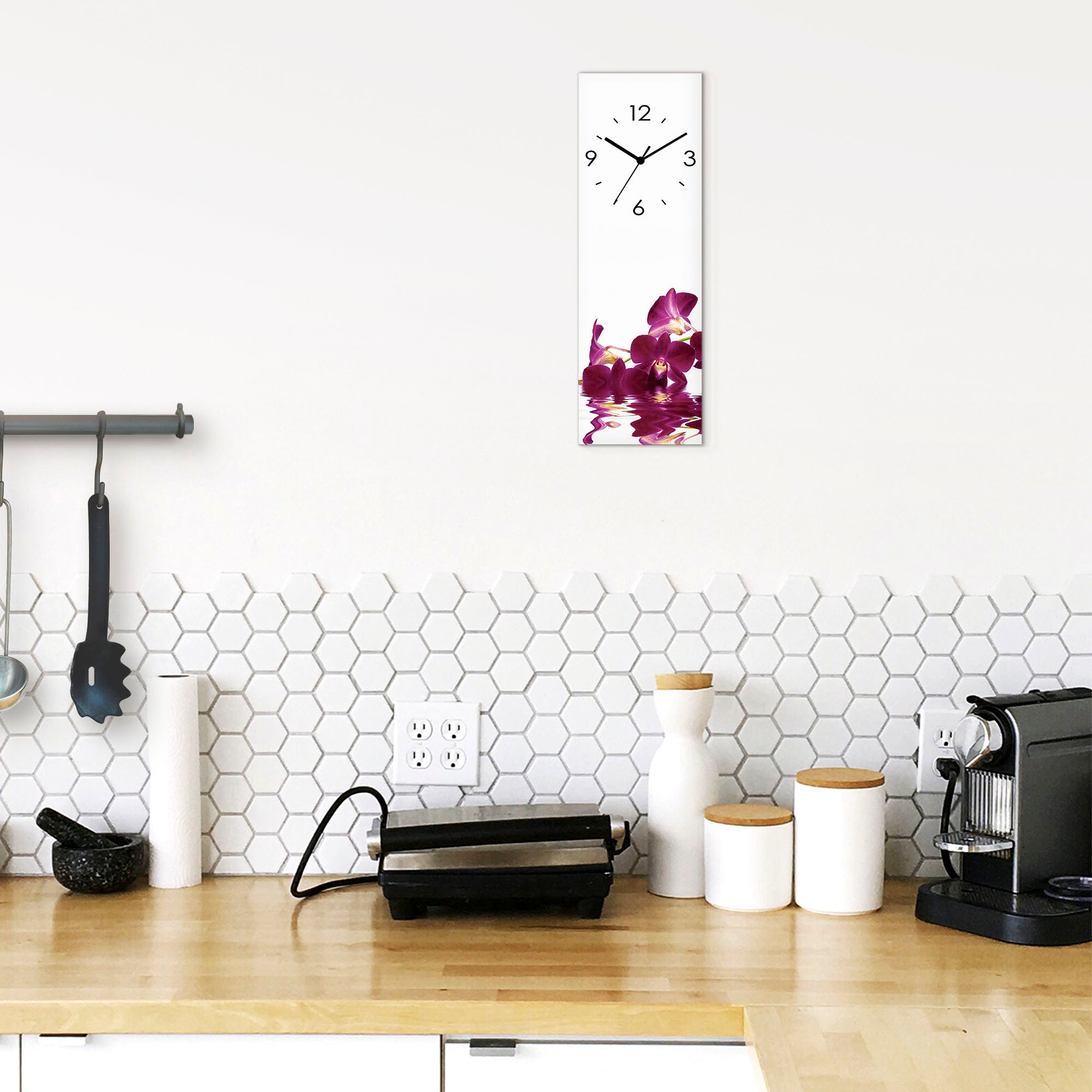 Artland Wanduhr "Phalaenopsis Orchidee" wahlweise mit Quarz- oder Funkuhrwerk, lautlos ohne Tickgeräusche