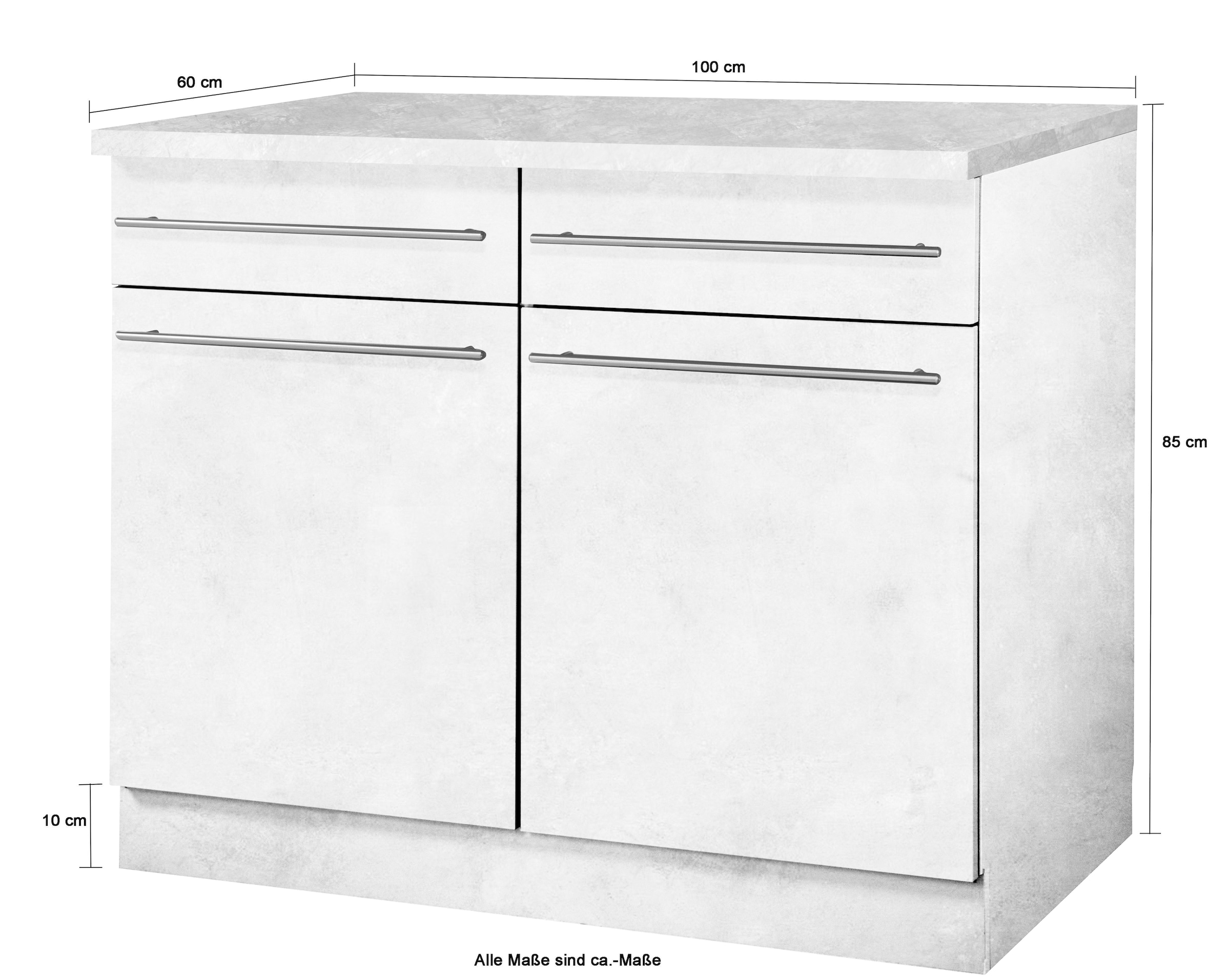 wiho Küchen Unterschrank »Chicago«, 100 2 | 2 cm kaufen Stauraum Türen, und breit, für online viel Schubkästen Jelmoli-Versand