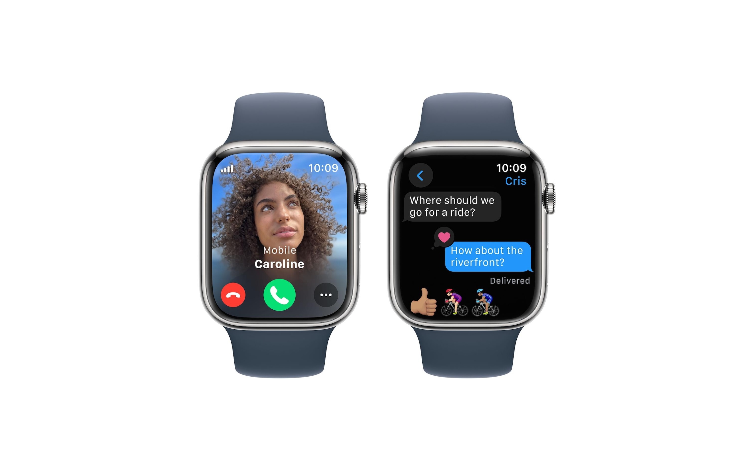 Apple Smartwatch »Series 9, GPS + Cellular, Edelstahl-Gehäuse mit Sportarmband«, Watch OS 10, 64 GB,)