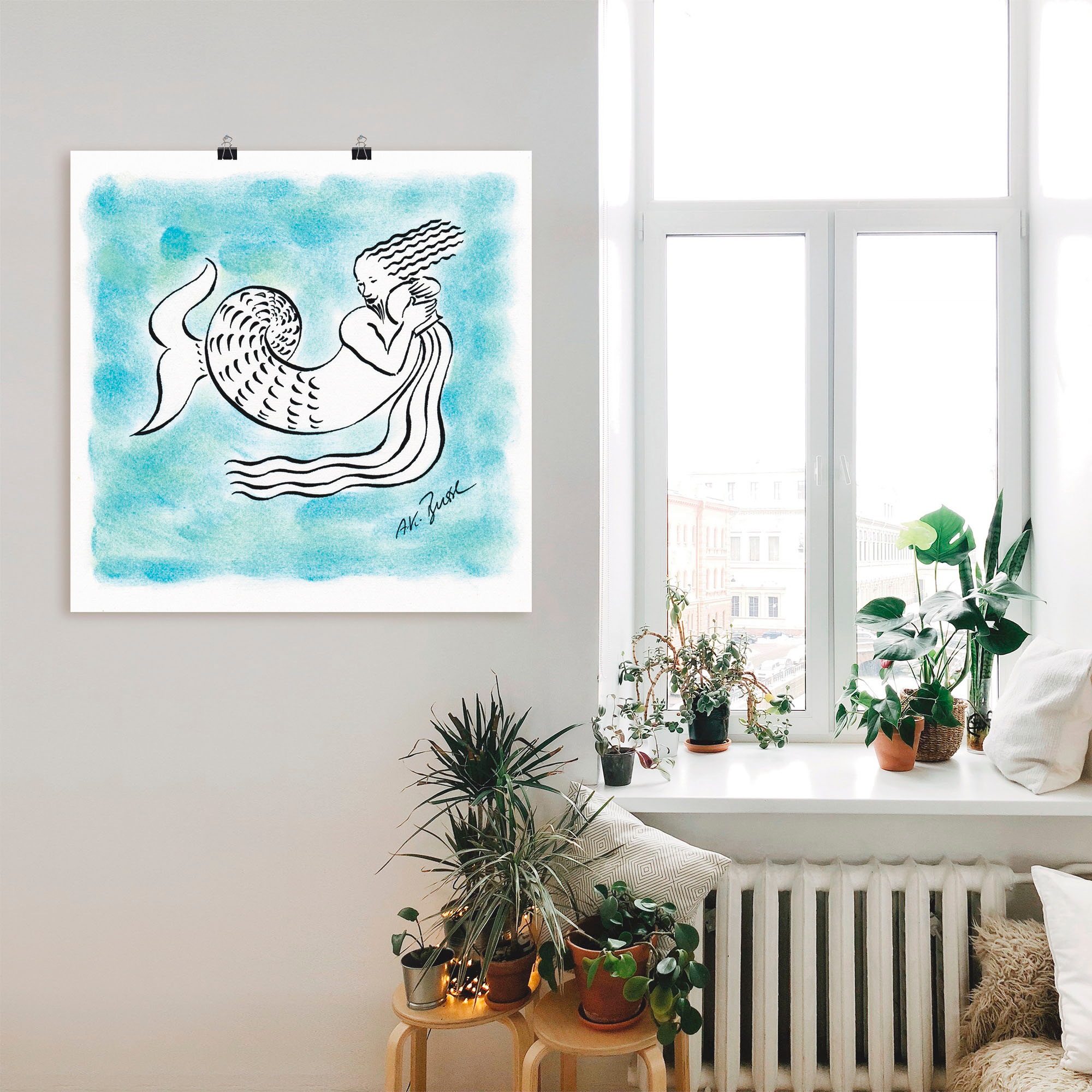 Artland Wandbild »Serie Sternzeichen Wassermann«, Sternzeichen, (1 St.), als Leinwandbild, Wandaufkleber oder Poster in versch. Grössen